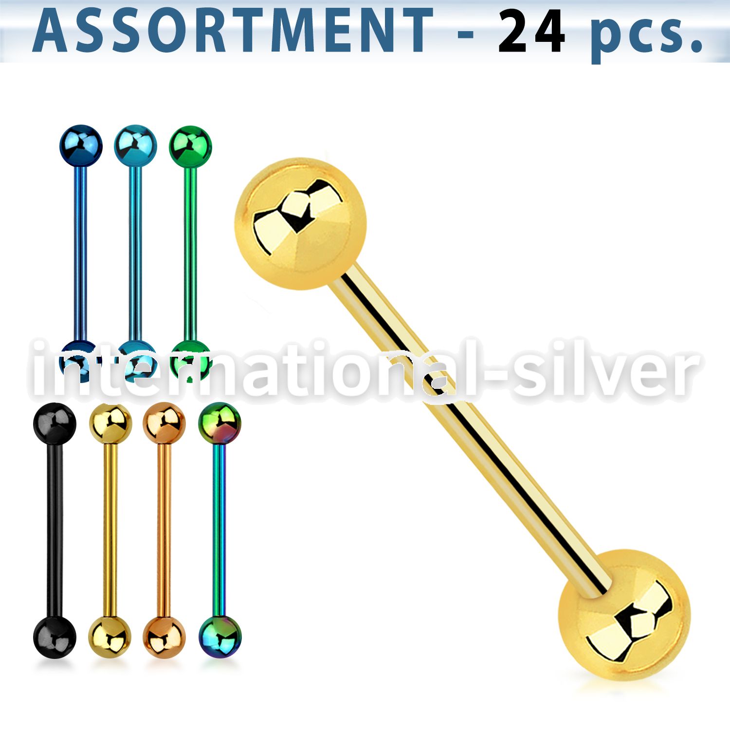 blk104 straight barbells anodized surgical steel 316l tongue