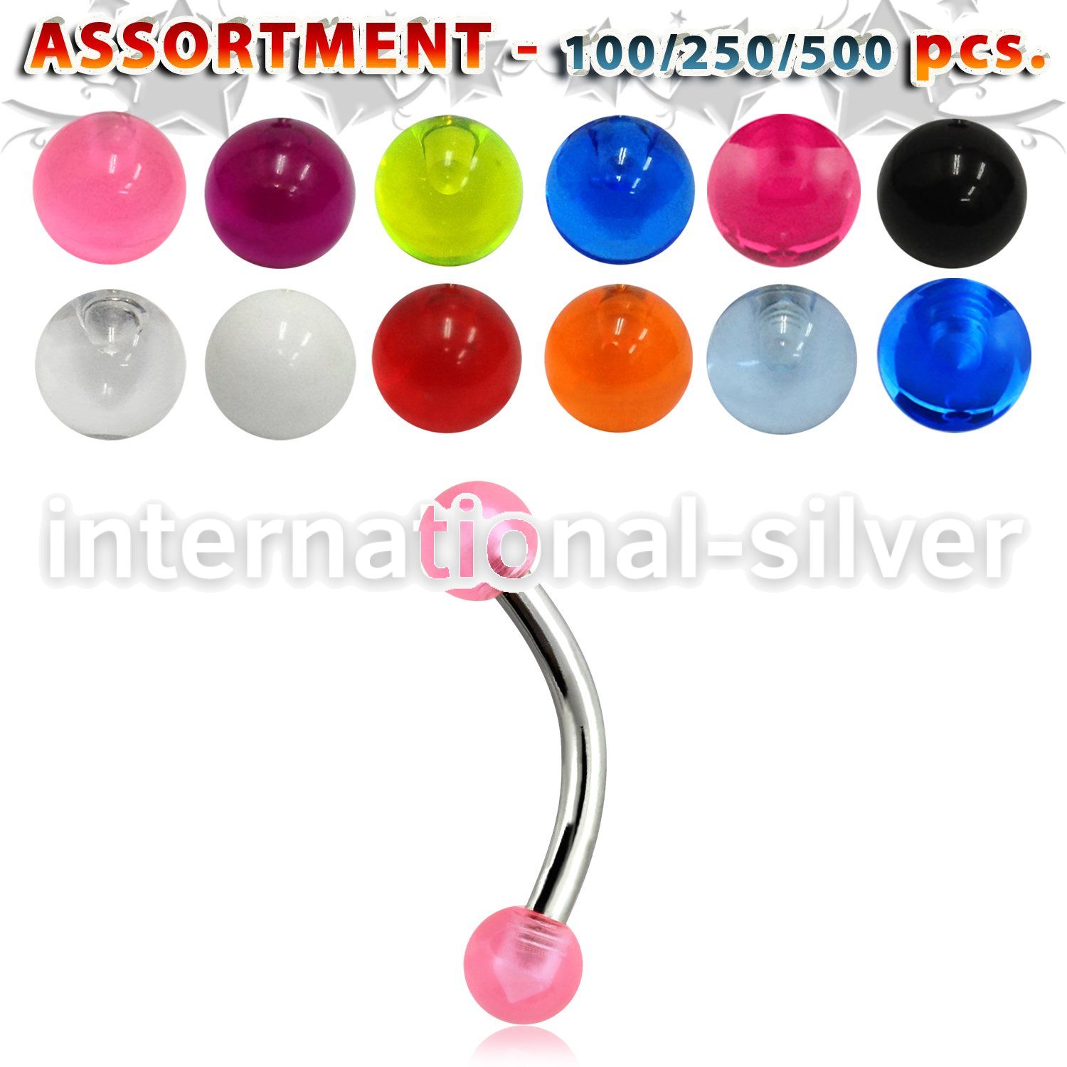 blk139 micro curved barbells surgical steel 316l with acrylic parts eyebrow