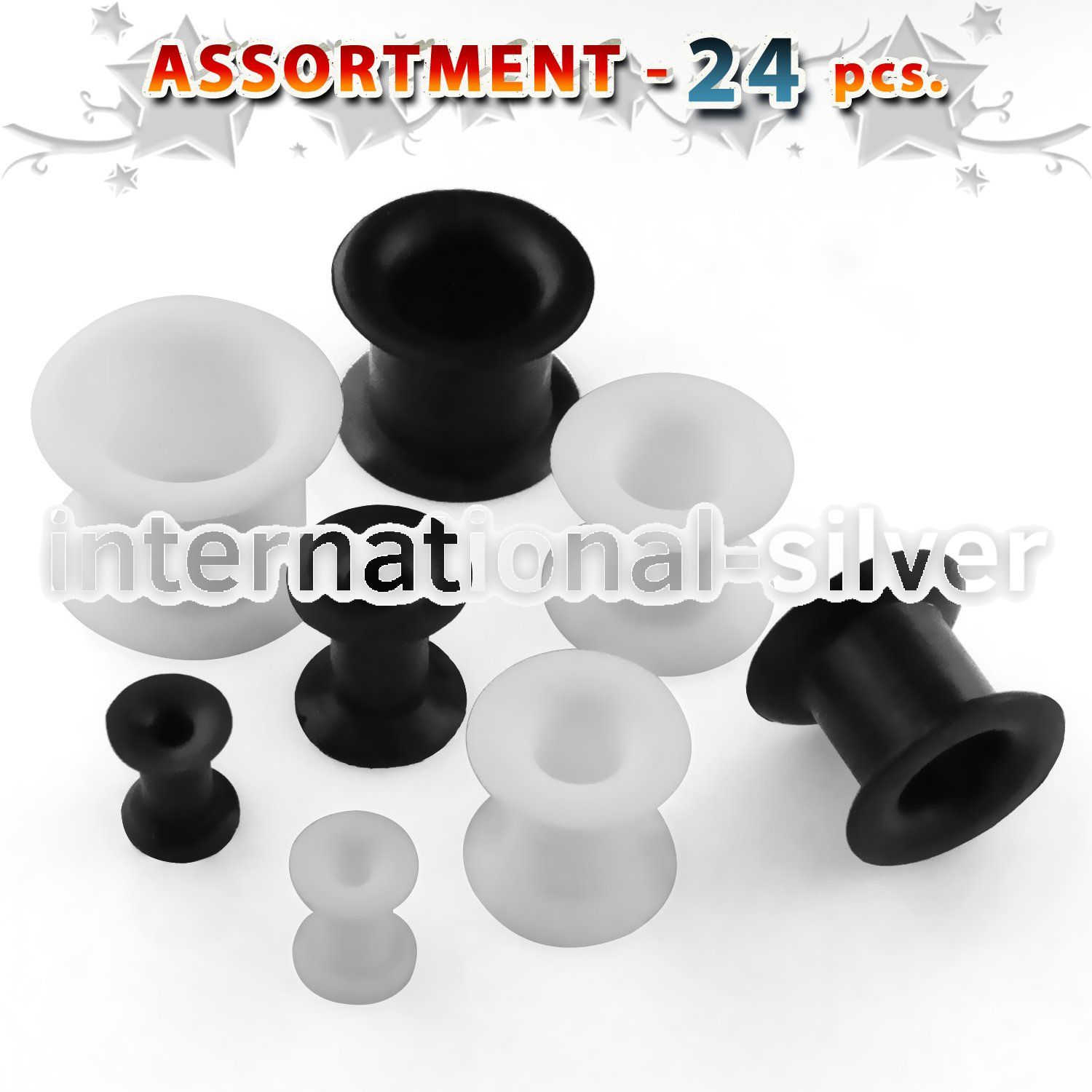 blk184 tunnels gauges silicon body jewelry ear lobe