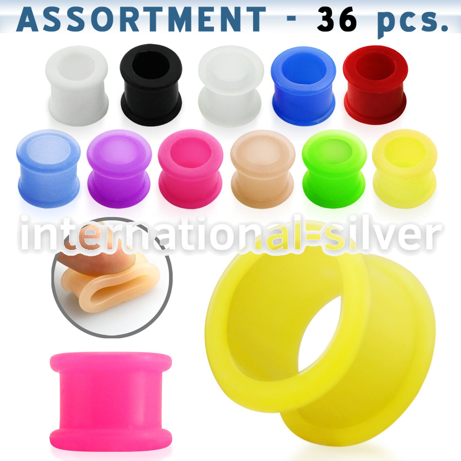 blk200 tunnels gauges silicon body jewelry ear lobe