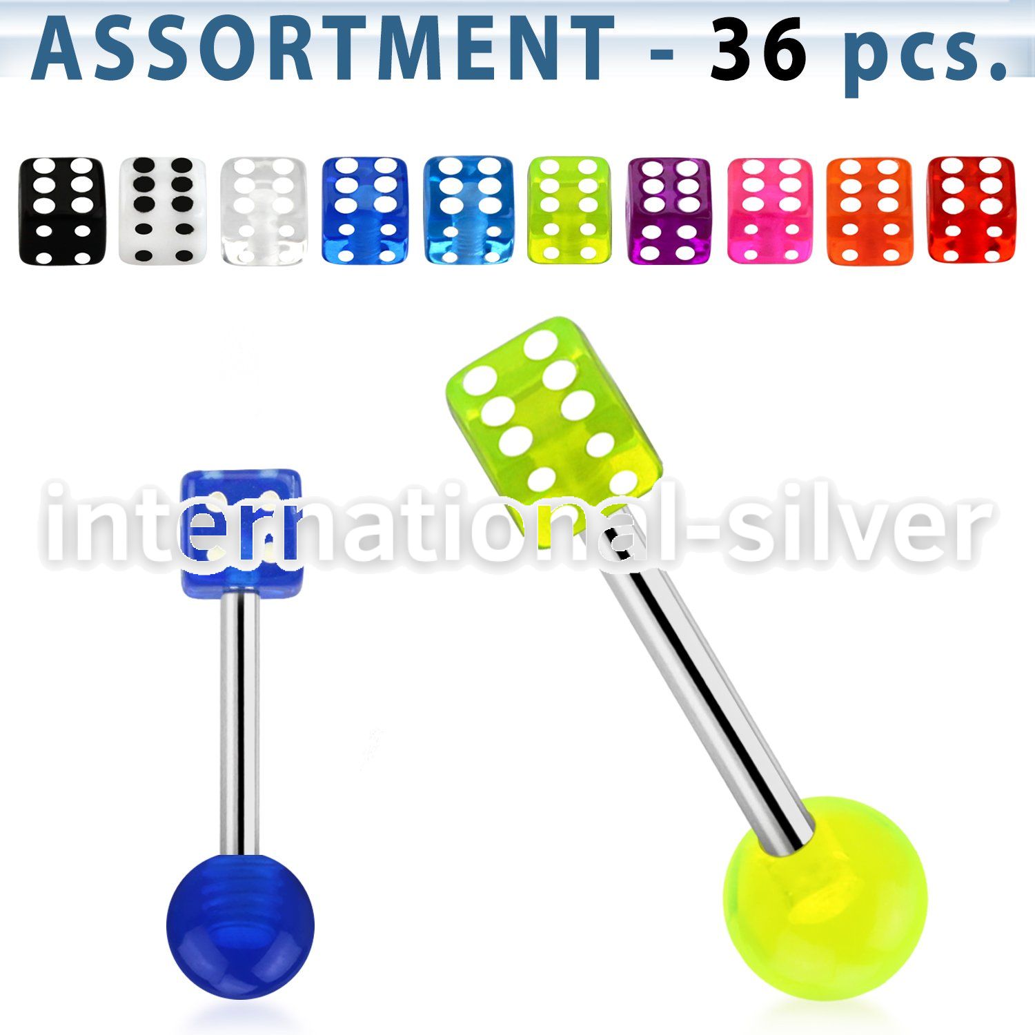 blk201 straight barbells surgical steel 316l with acrylic parts tongue