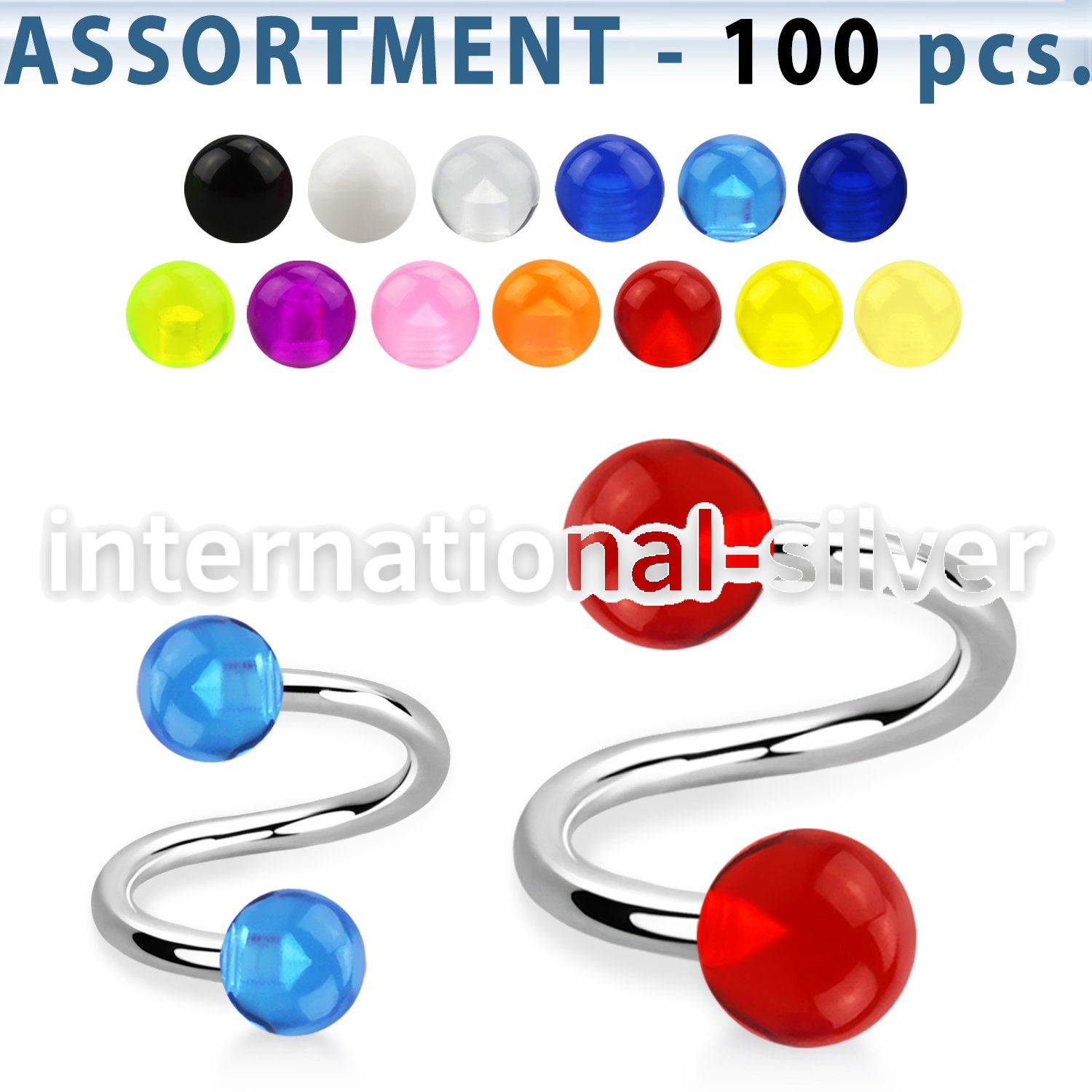 blk269 spirals twisters surgical steel 316l with acrylic parts eyebrow