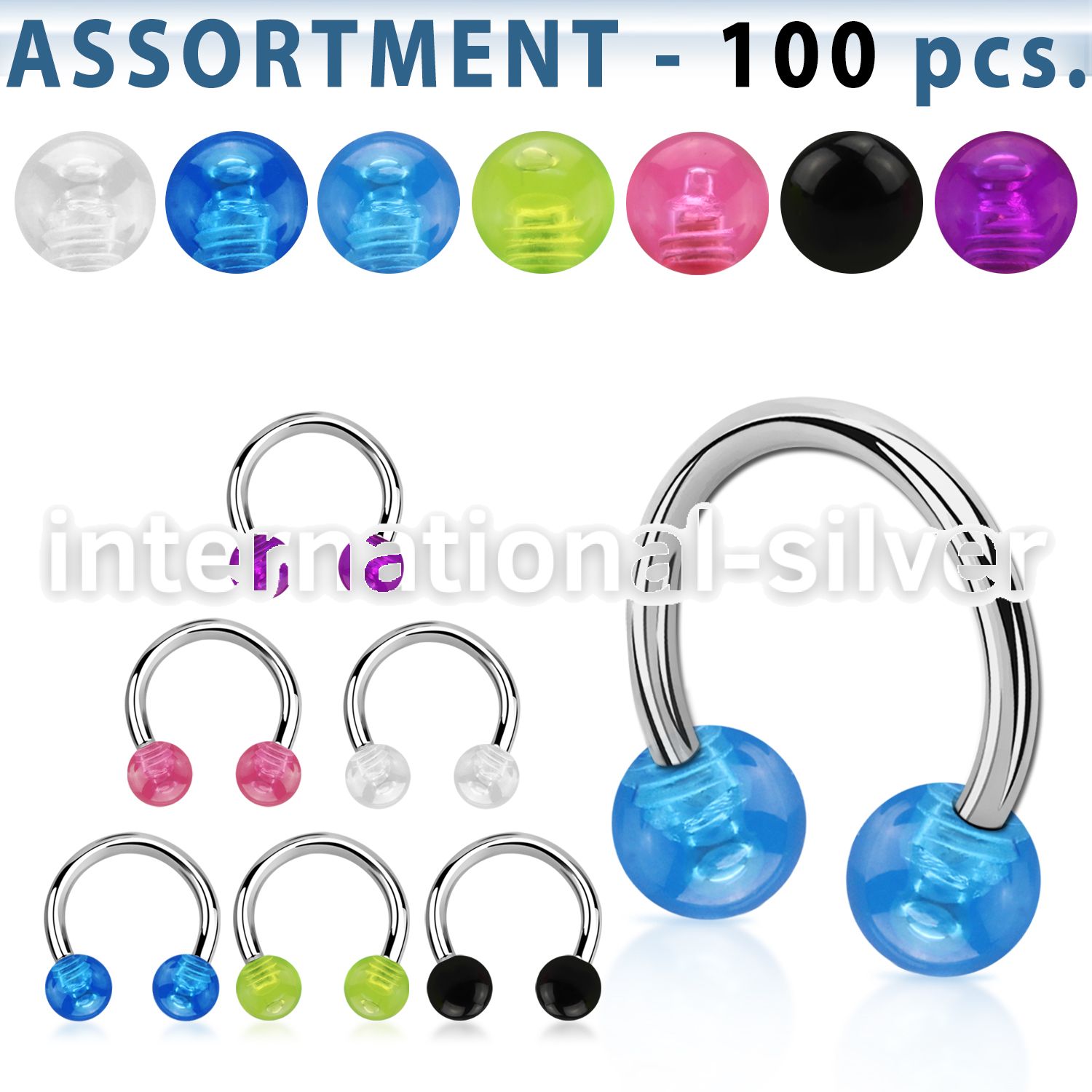 blk28 horseshoes surgical steel 316l with acrylic parts belly button