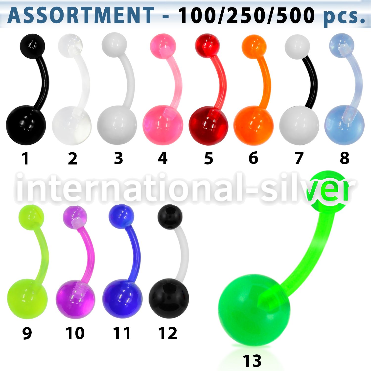 blk339 belly rings surgical steel 316l with acrylic parts belly button