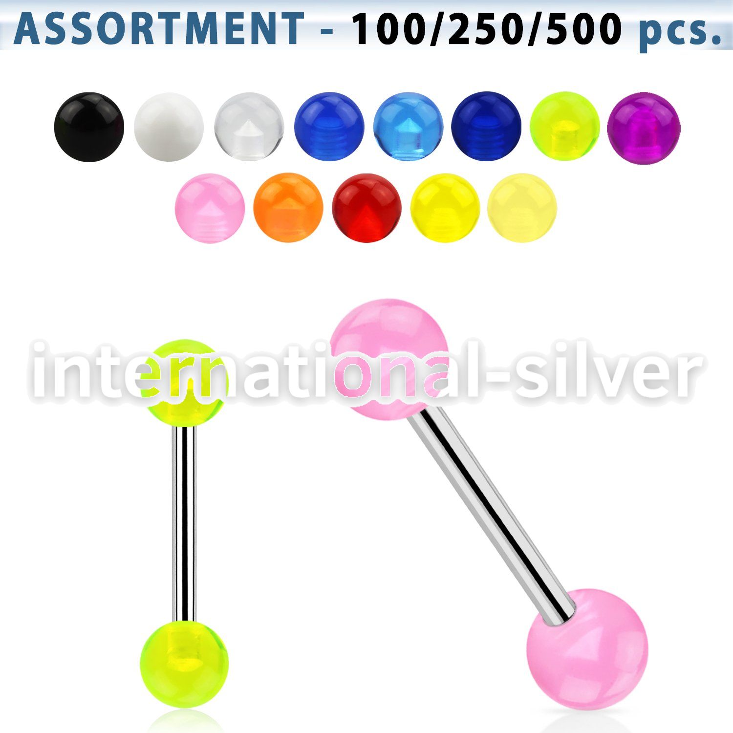 blk345 straight barbells surgical steel 316l with acrylic parts tongue