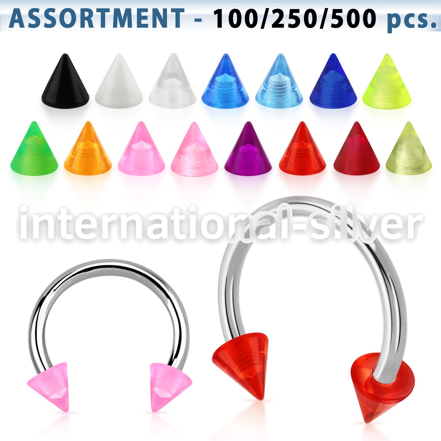 blk351 horseshoes surgical steel 316l with acrylic parts belly button