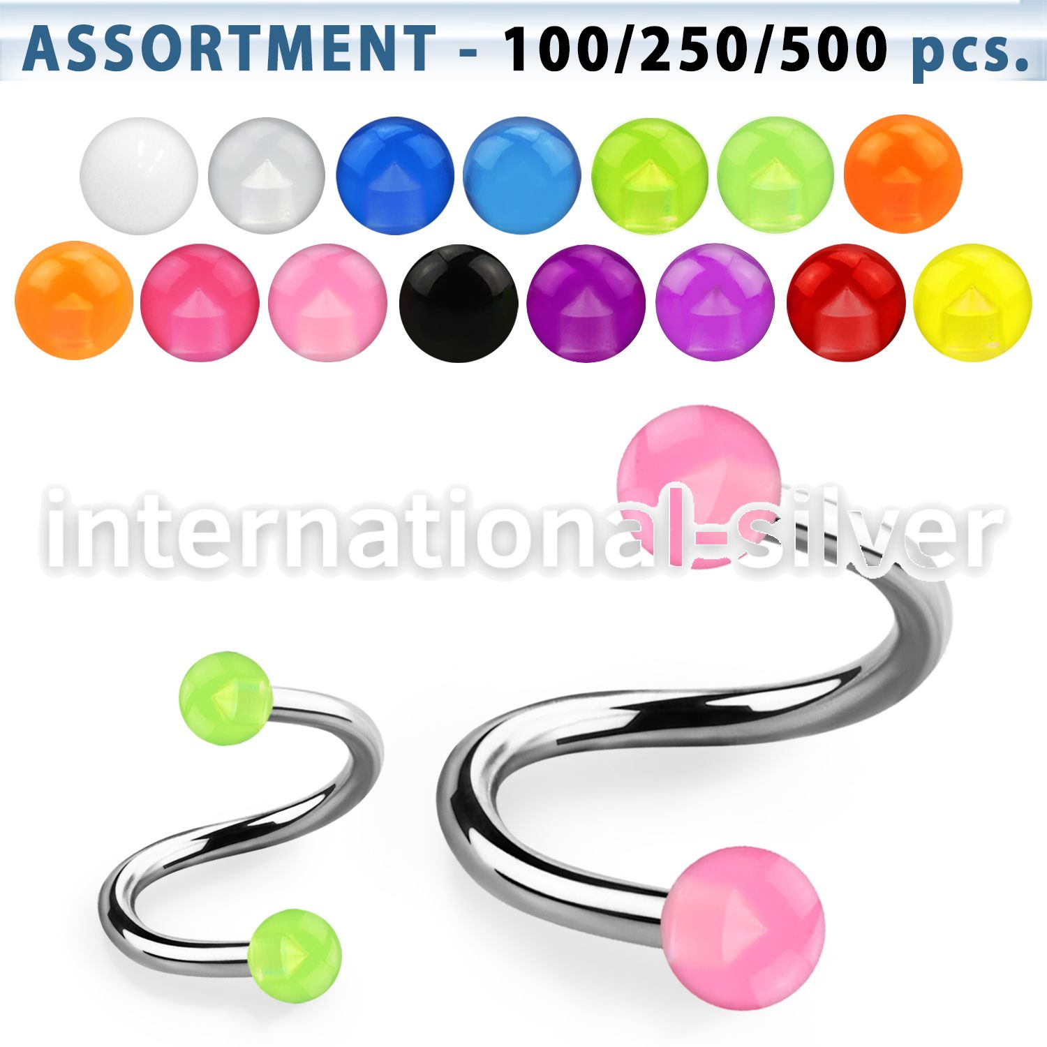 blk352 spirals twisters surgical steel 316l with acrylic parts eyebrow