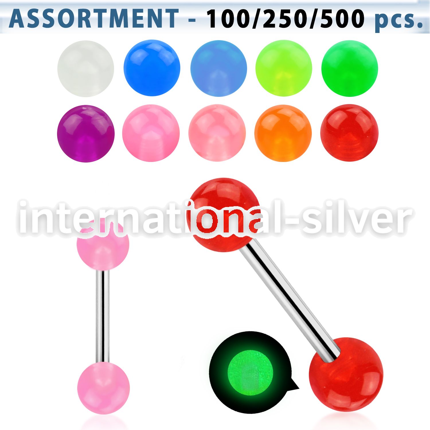 blk355 straight barbells surgical steel 316l with acrylic parts tongue