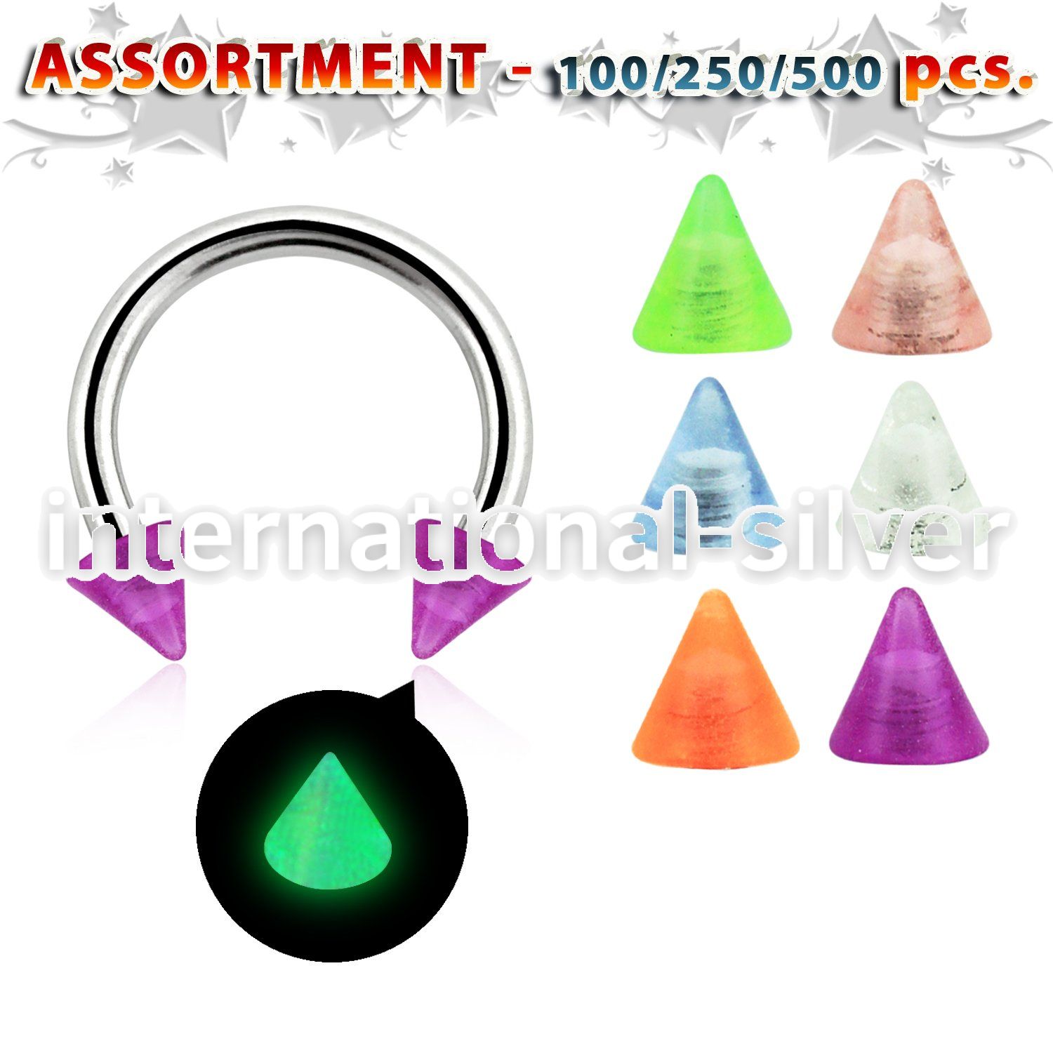 blk362 horseshoes surgical steel 316l with acrylic parts belly button