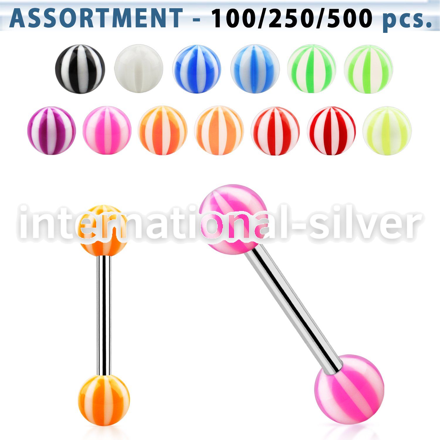 blk366 straight barbells surgical steel 316l with acrylic parts tongue