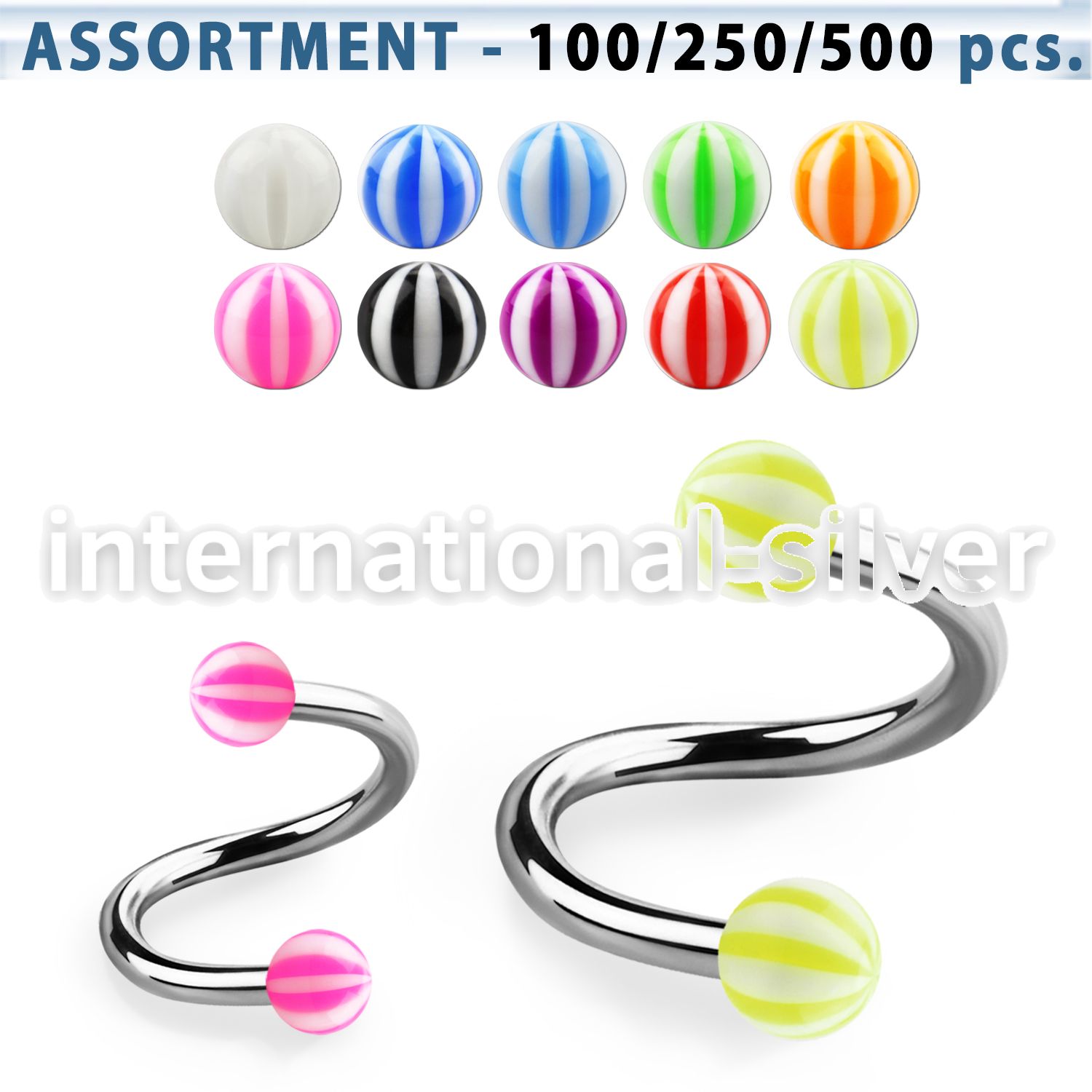 blk375 spirals twisters surgical steel 316l with acrylic parts eyebrow