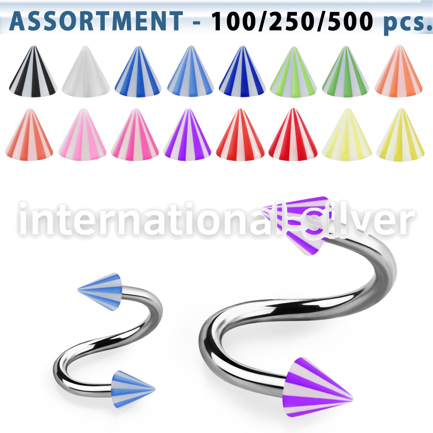 blk376 spirals twisters surgical steel 316l with acrylic parts eyebrow