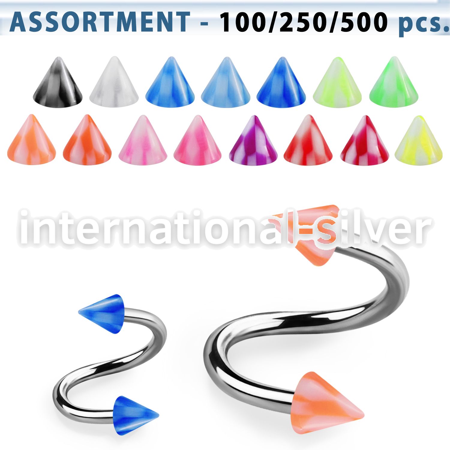 blk382 spirals twisters surgical steel 316l with acrylic parts eyebrow