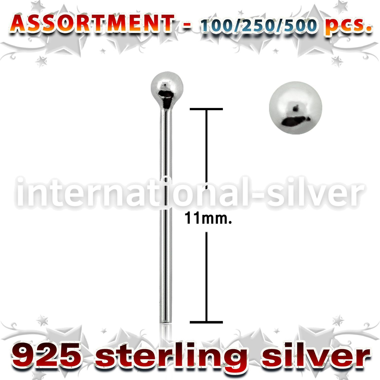 blk445 bend it to fit nose studs silver 925 nose