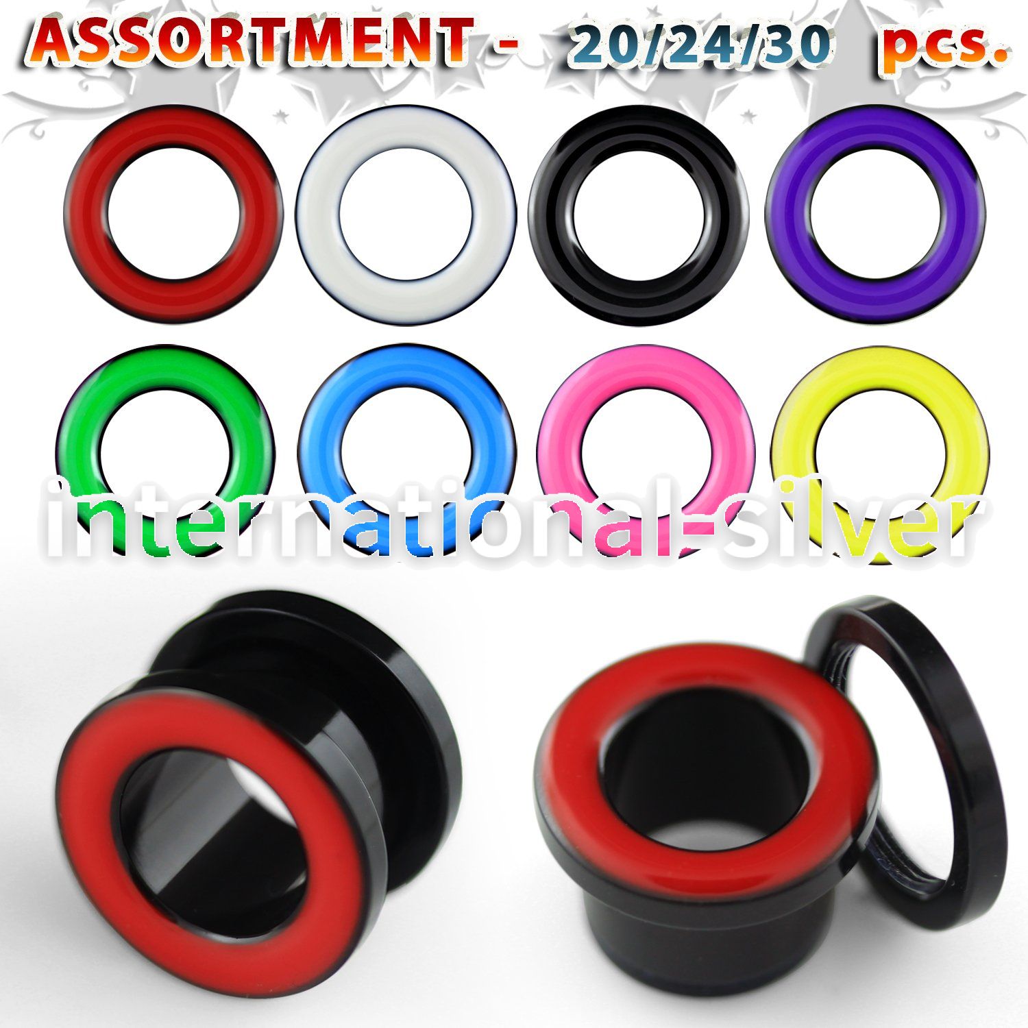 blk458 tunnels gauges acrylic body jewelry ear lobe