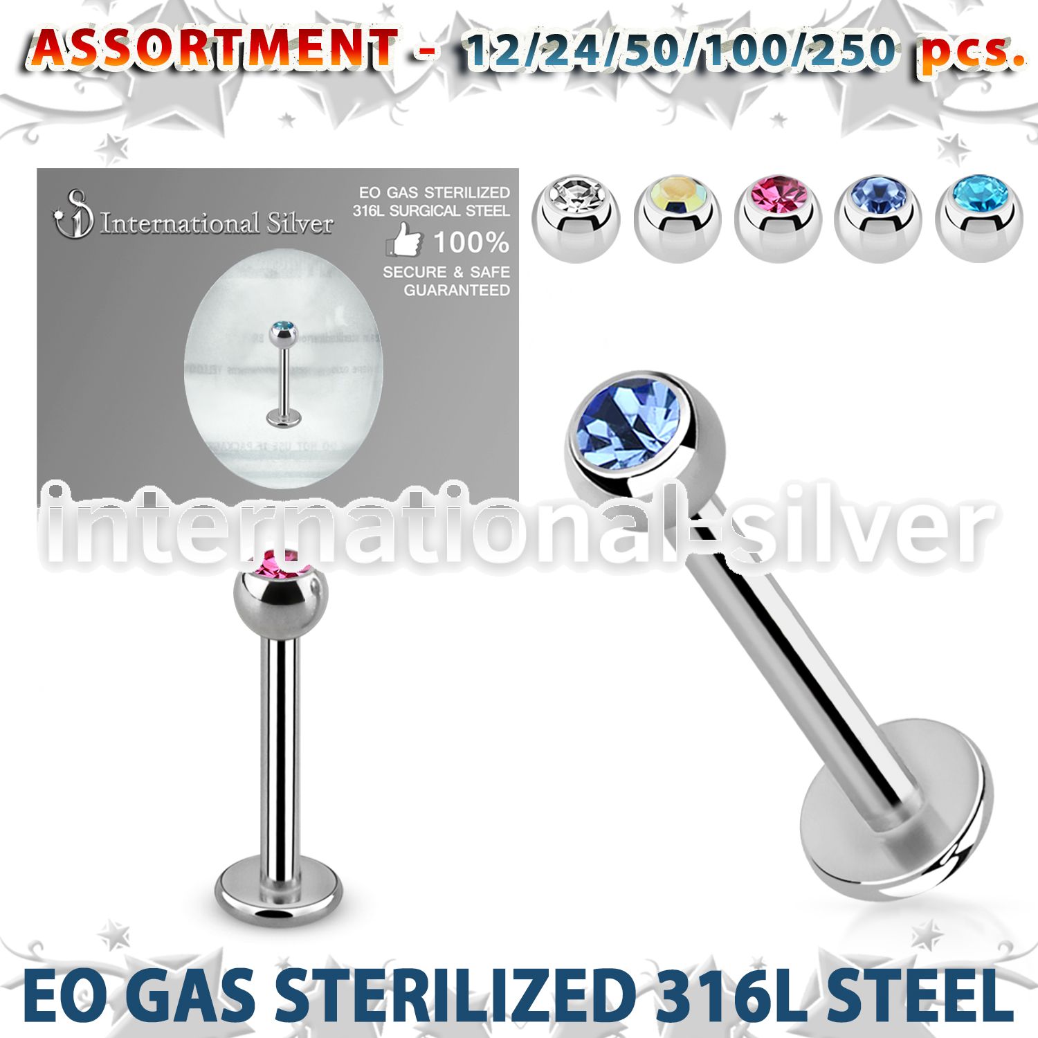 blk485 labrets lip rings surgical steel 316l labrets chin