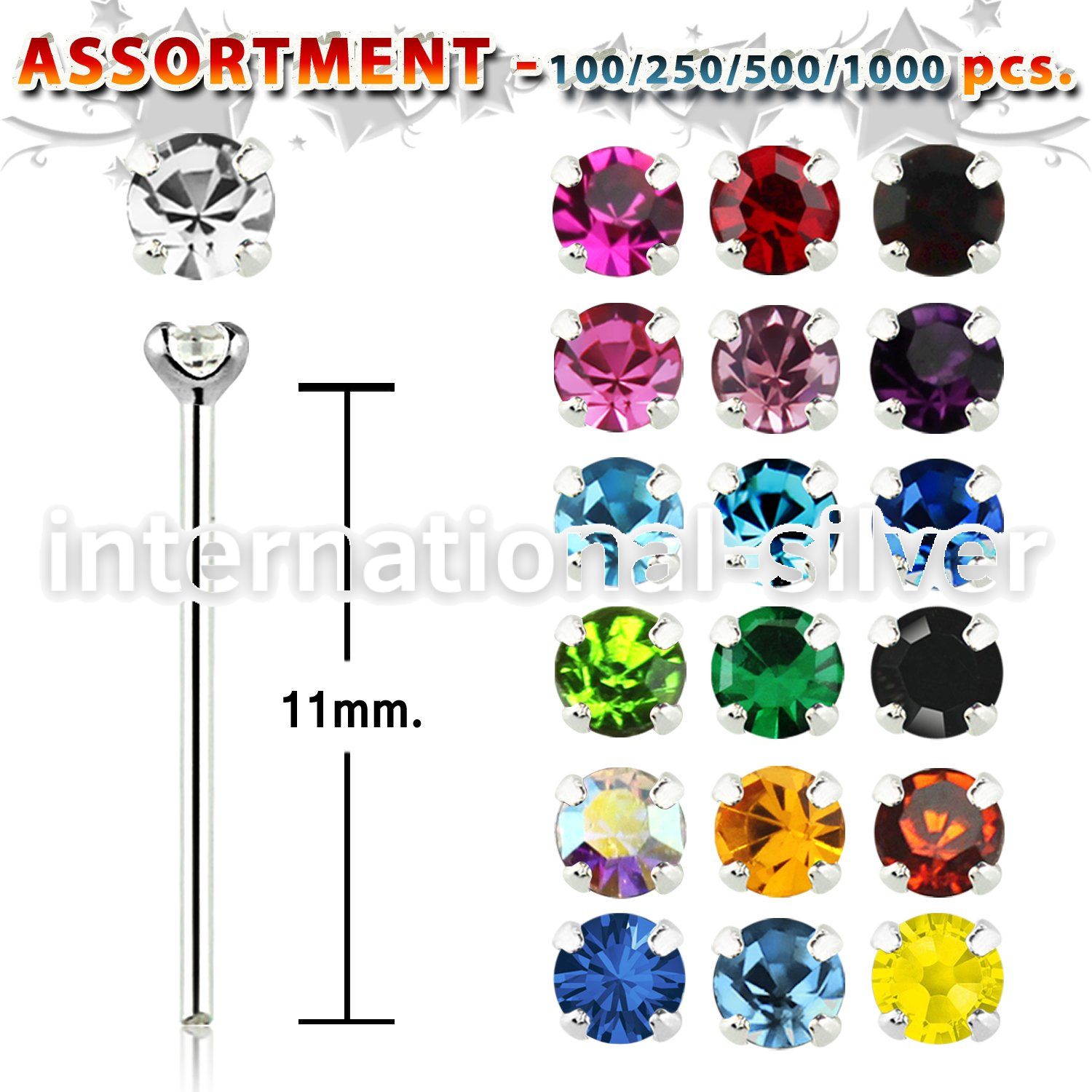 blk494 bend it to fit nose studs silver 925 belly button