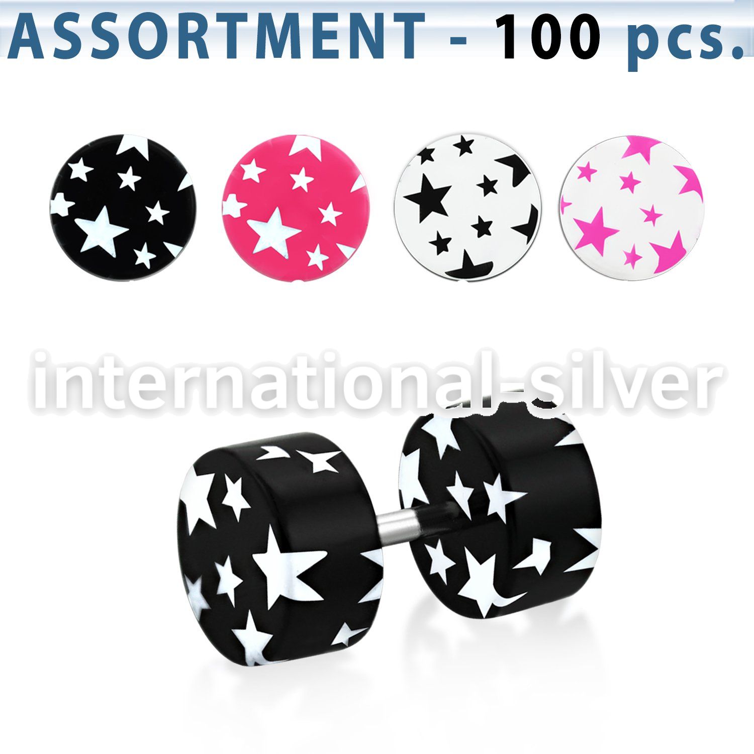 blk682 acrylic cheater plugs stars 6mm 10mm colors 100pcs