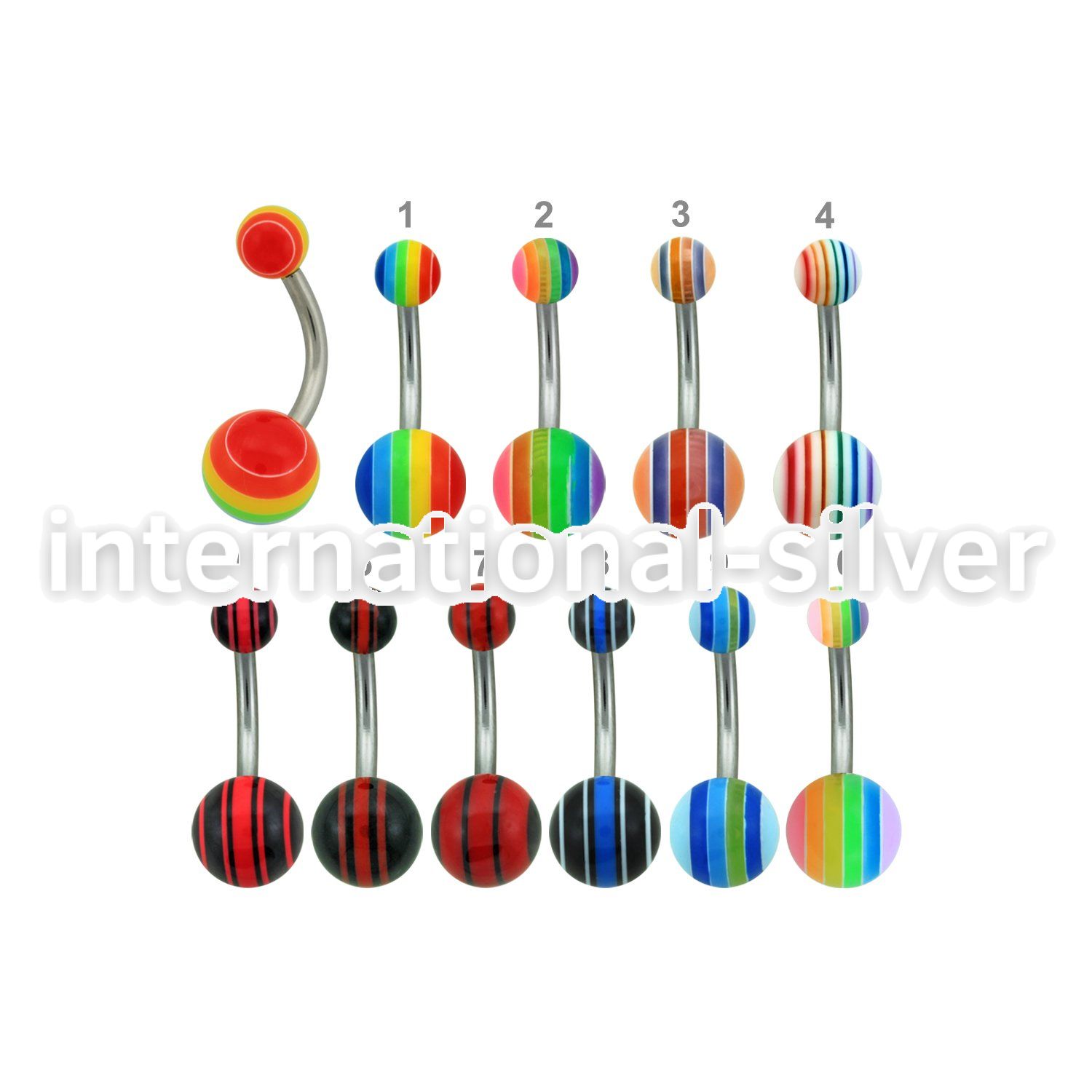 bnbd 316l steel belly banana with 5 8mm acrylic bead ball