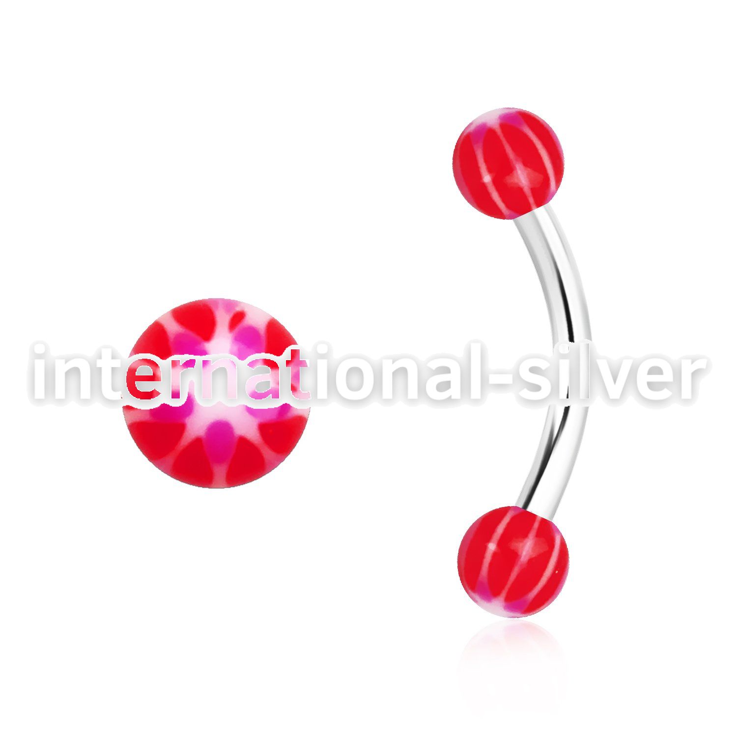 bnedxz steel eyebrow banana w 3mm balls w a red white star