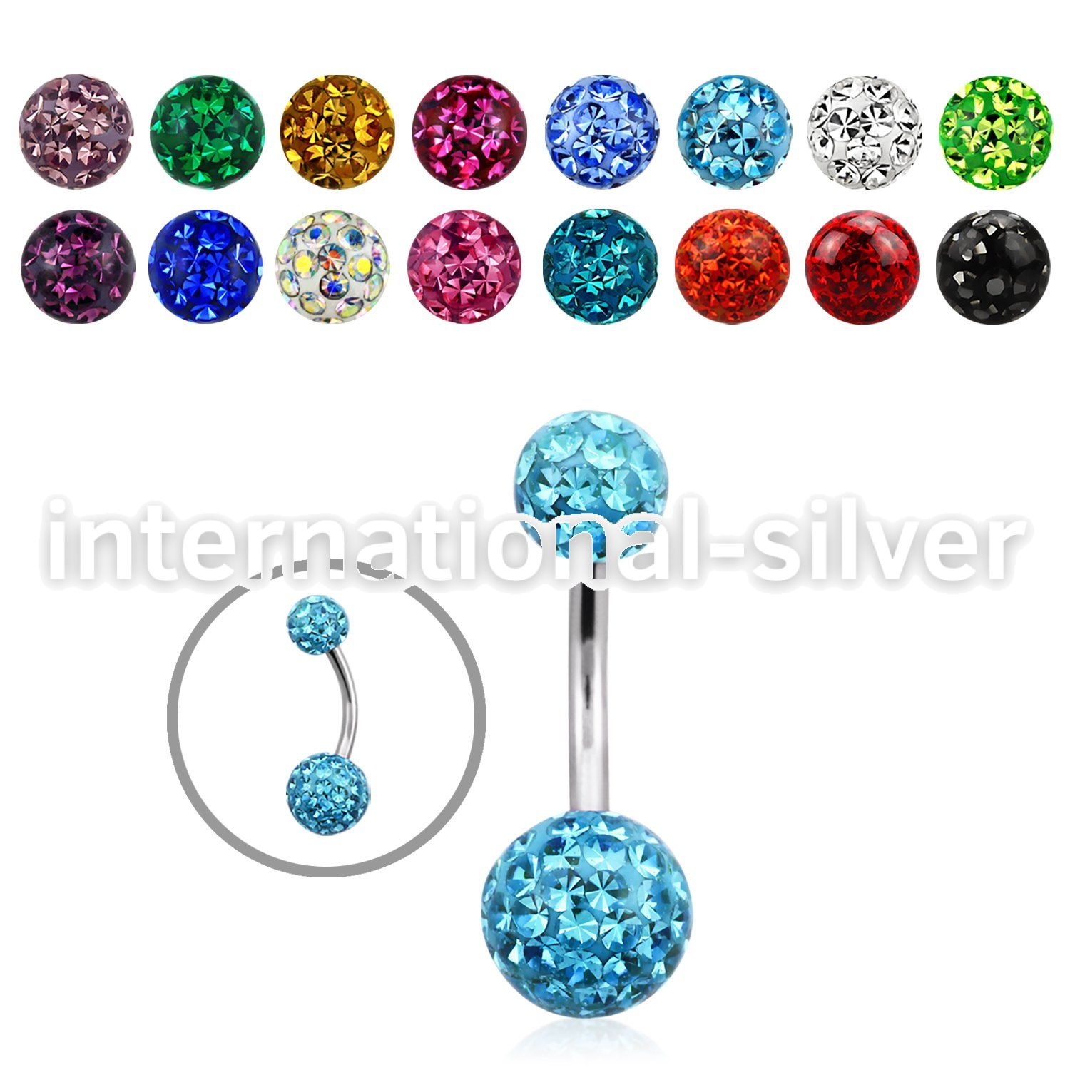 bnfr68 steel bellybutton curved barbell 14g gem ferido balls