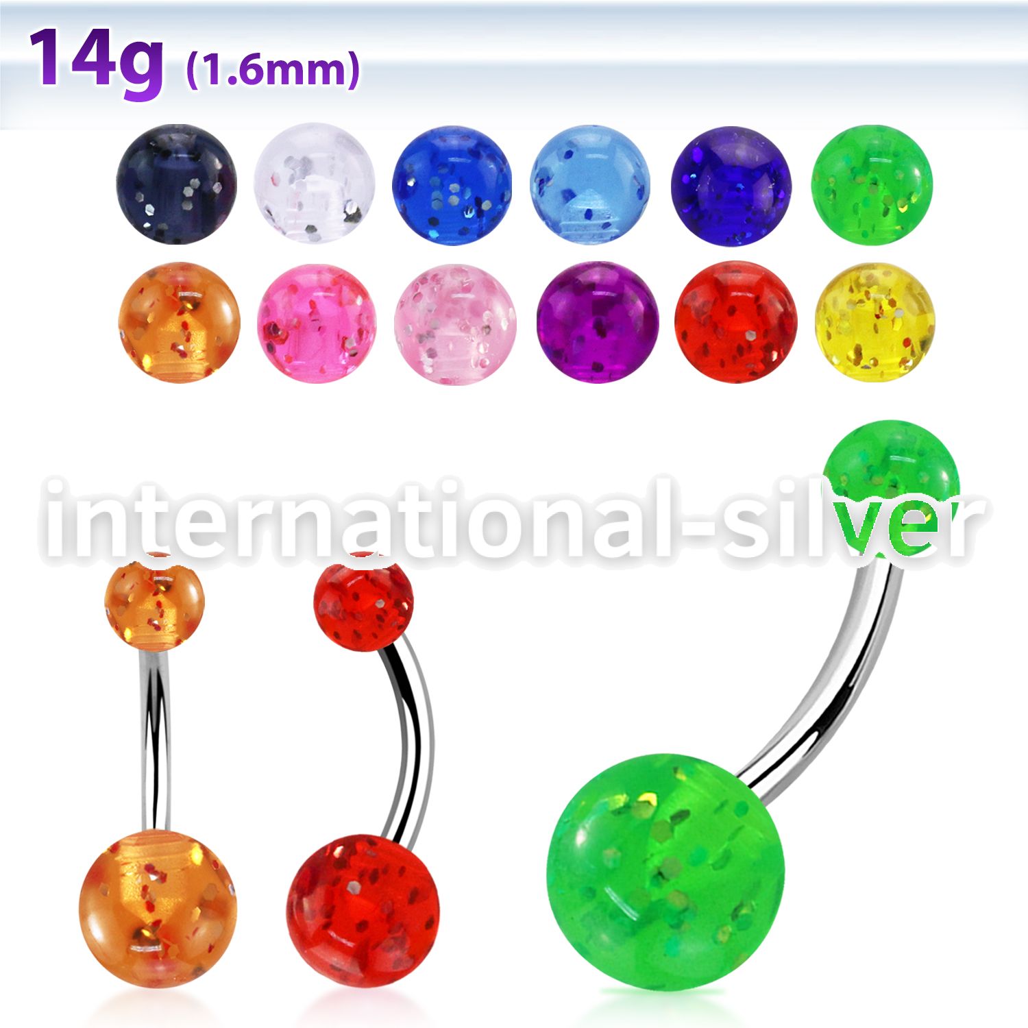 bngt belly rings surgical steel 316l with acrylic parts belly button