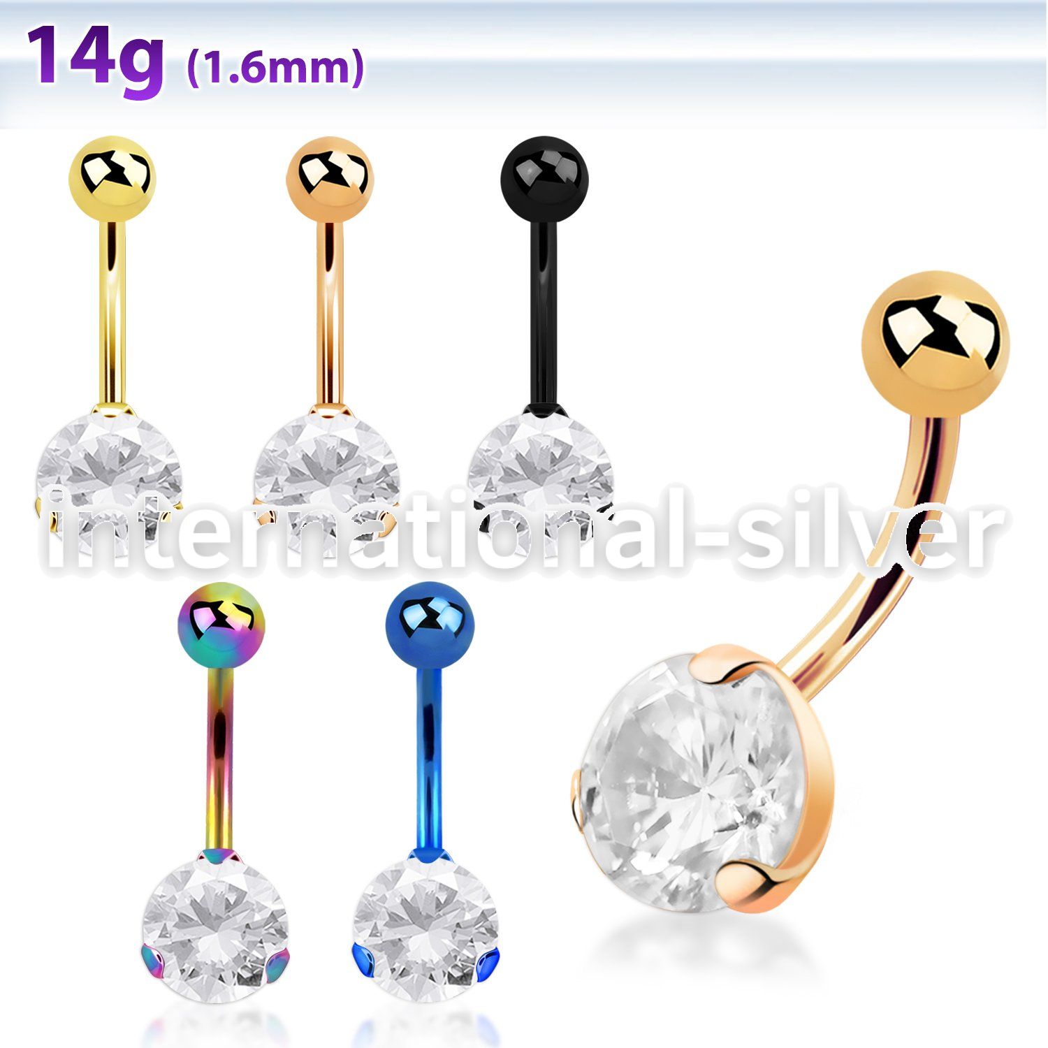bnrdz8t pvd plating steel casting belly button ring 14g ball