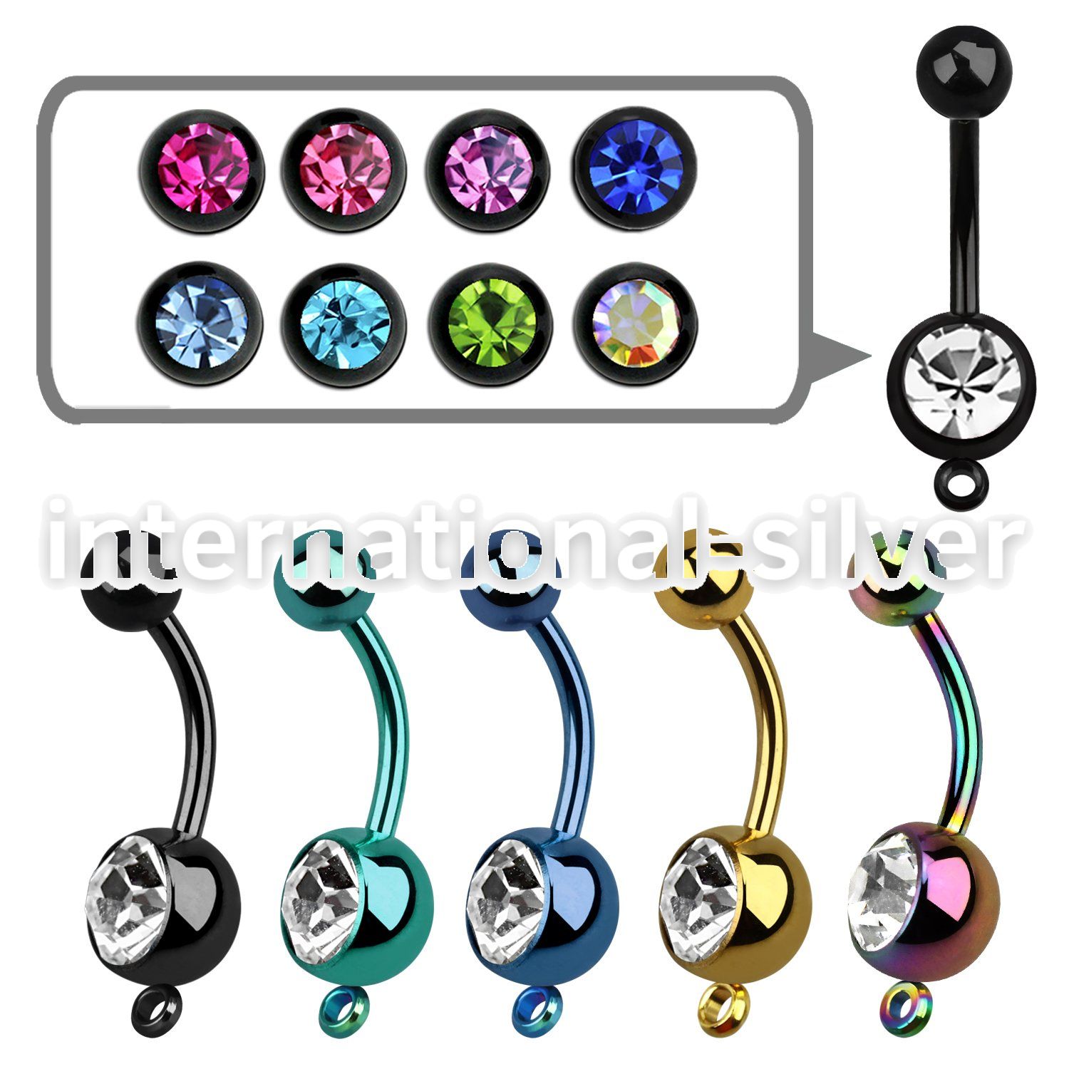 bnt1cgh belly rings anodized surgical steel 316l belly button