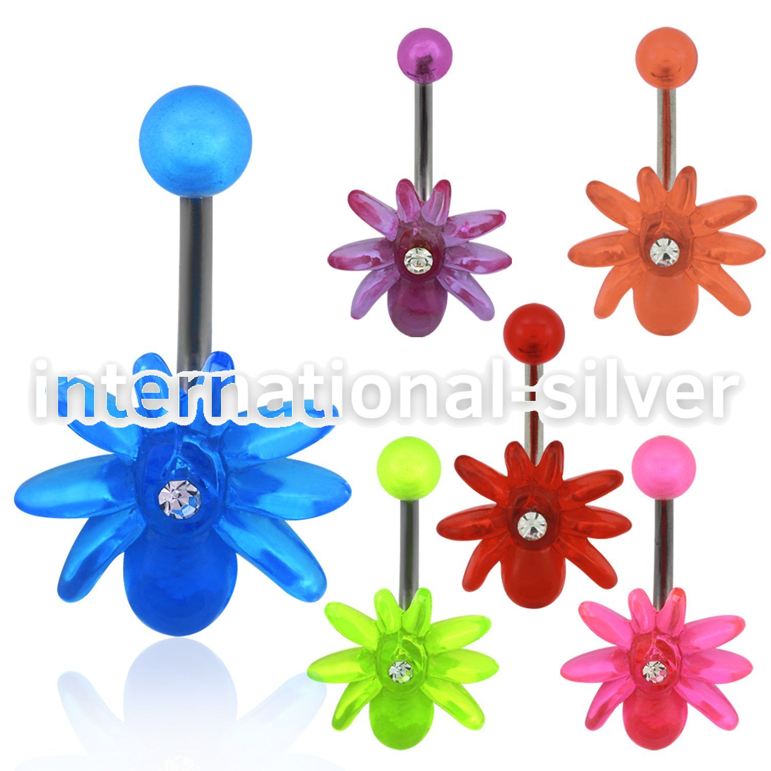 bnuvsp belly rings surgical steel 316l with acrylic parts belly button