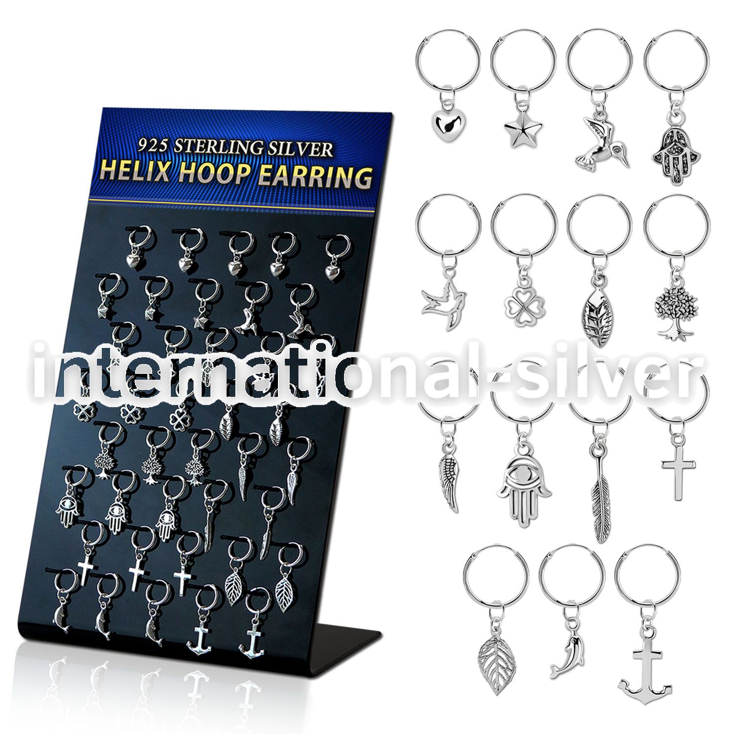 br610 925 silver ear ring ear stud choose  piercing