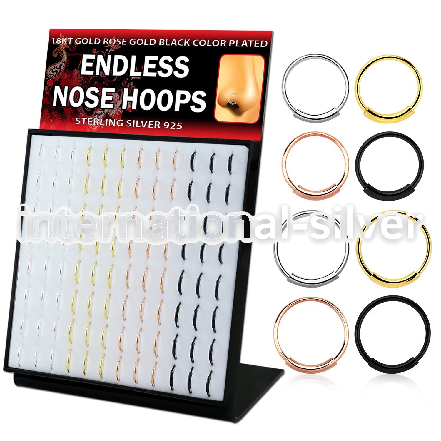 brnhmx63 gold rosegold black plating silver nose hoops 96