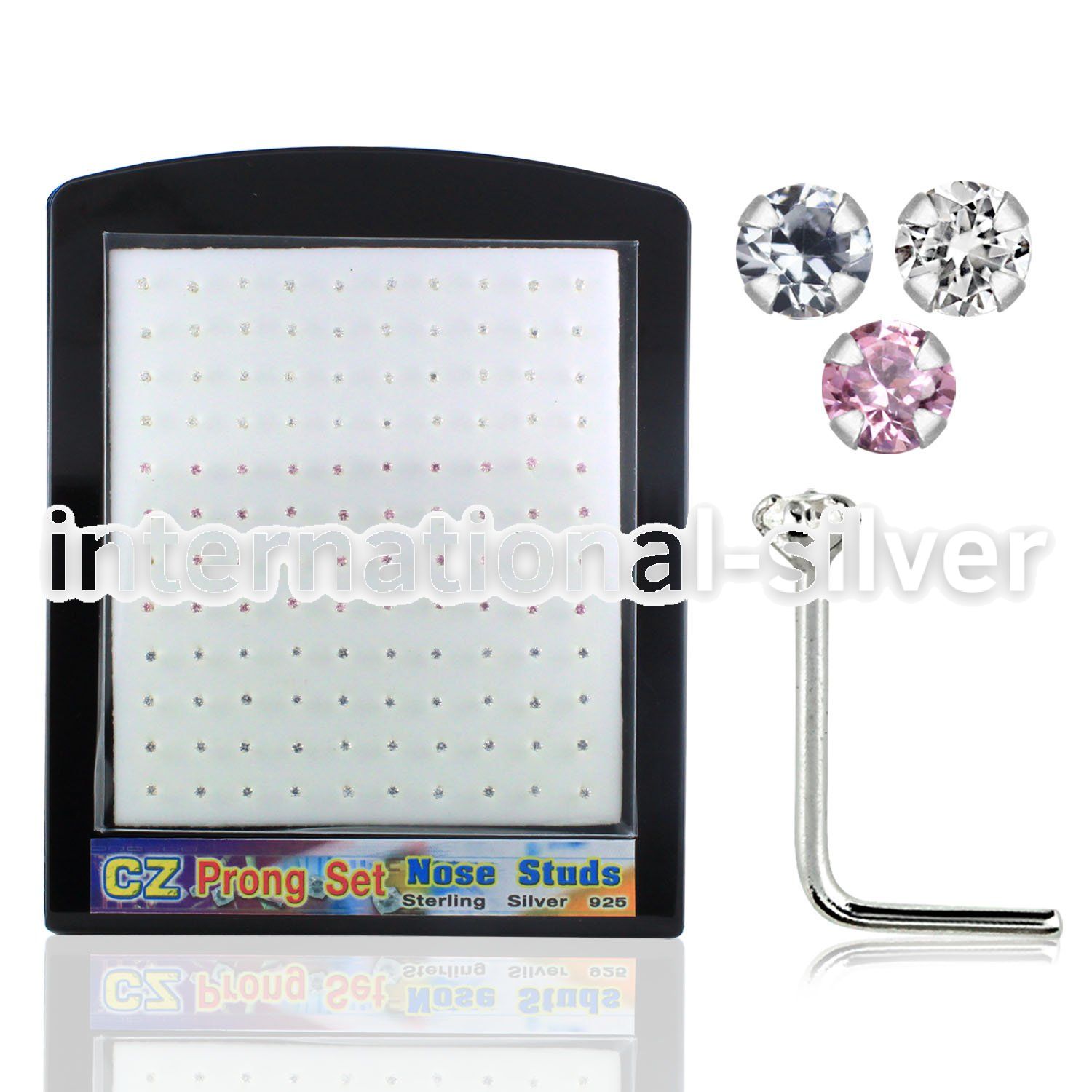 brnsczm l shape nose studs silver 925 nose