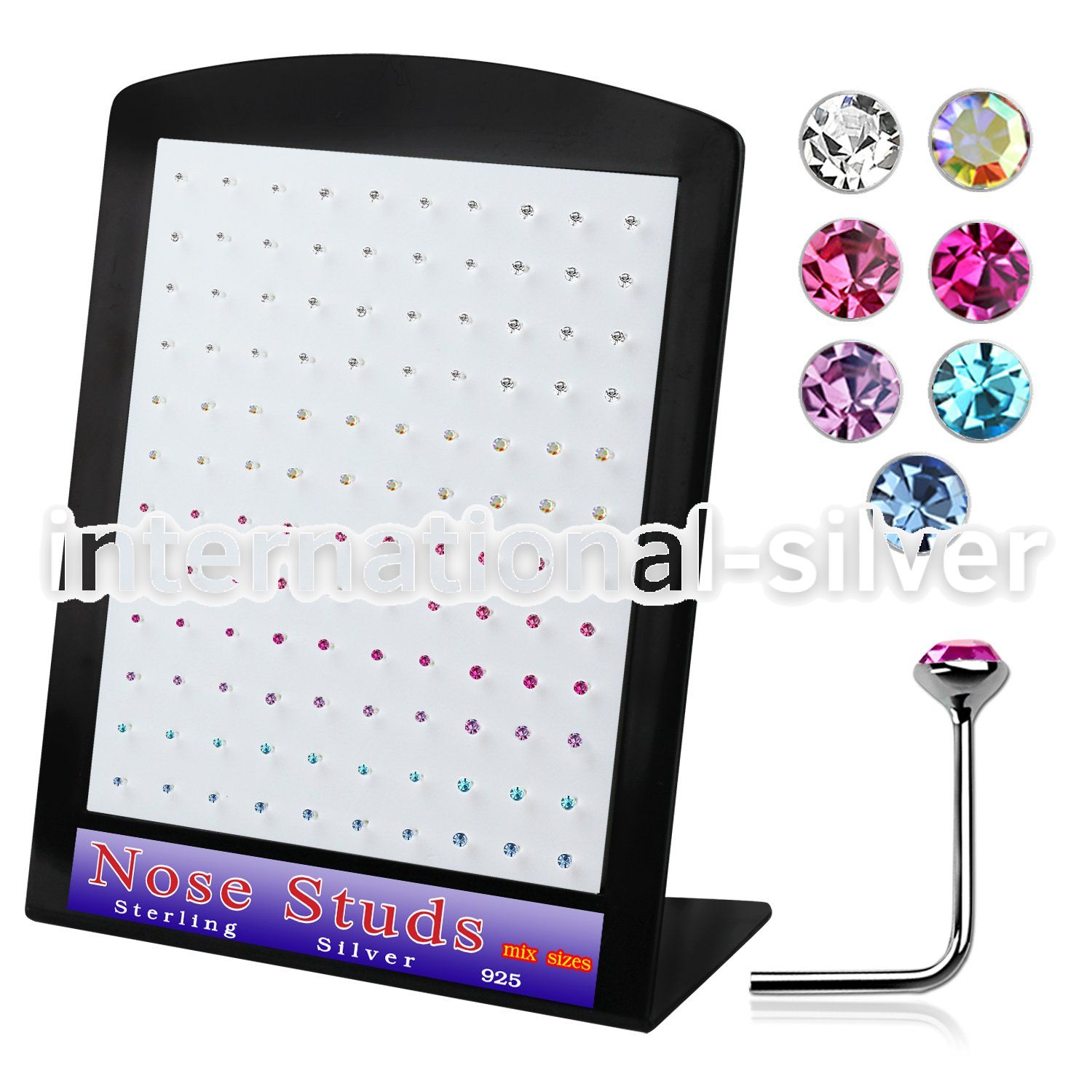 brnsmm l shape nose studs silver 925 nose