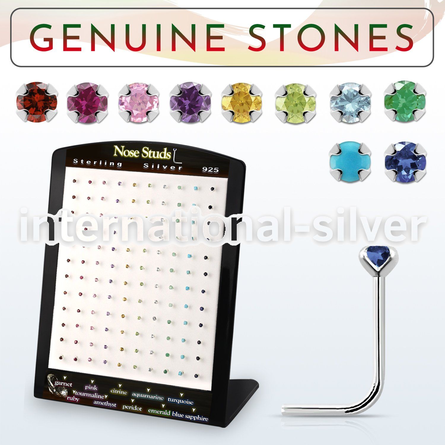 brnspge l shape nose studs silver 925 nose