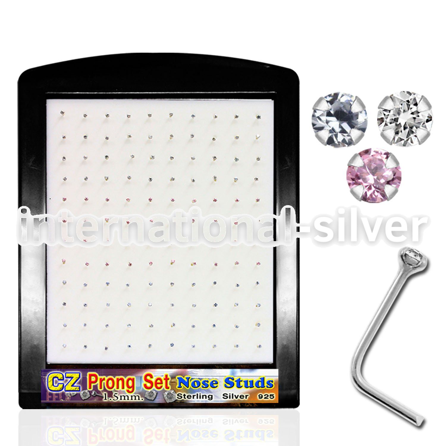 brnszm l shape nose studs silver 925 nose