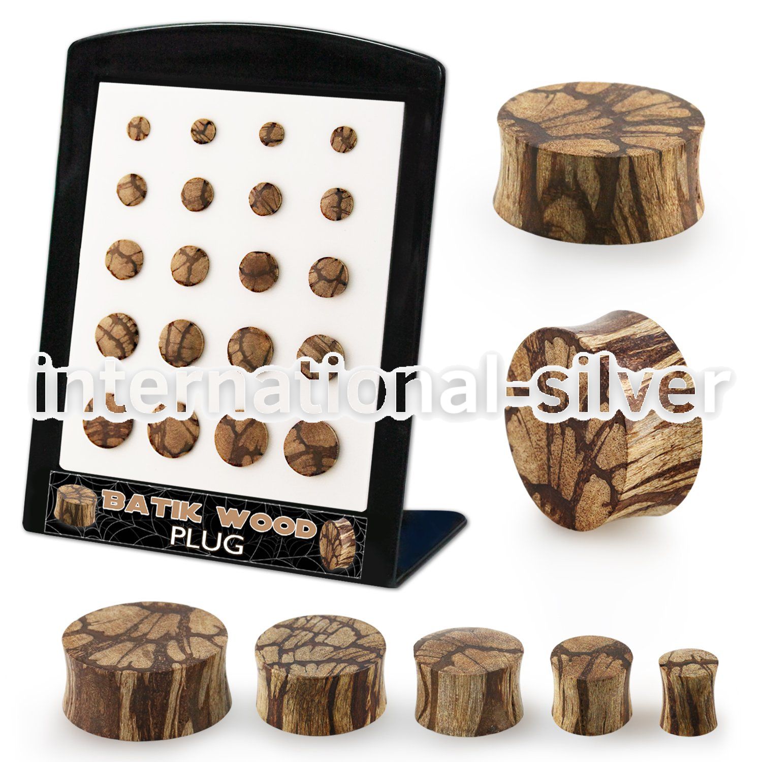brpg202 batik wood double flare ear plugs 20pcs