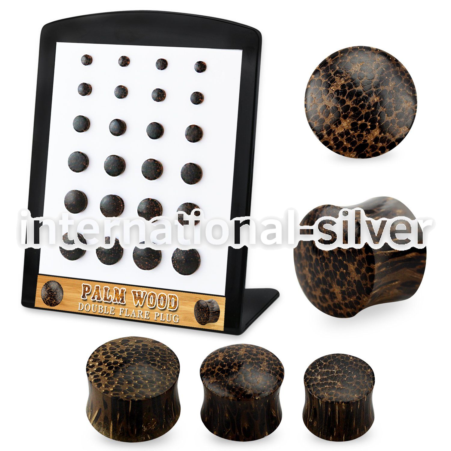 brpg220 palm wood double flare ear plugs 24pcs