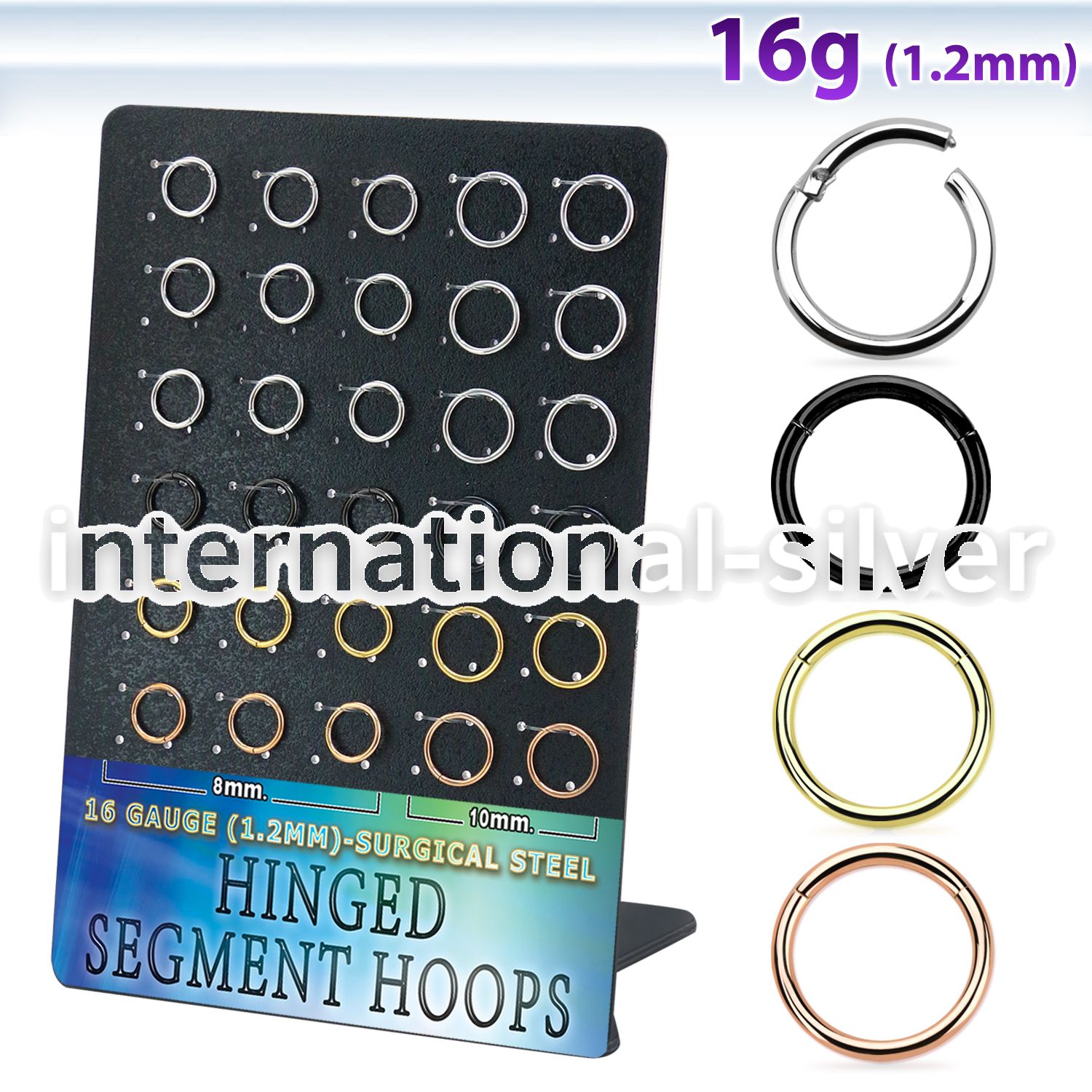 brsegh25 surgical steel hinged segment hoops pvd 30pcs