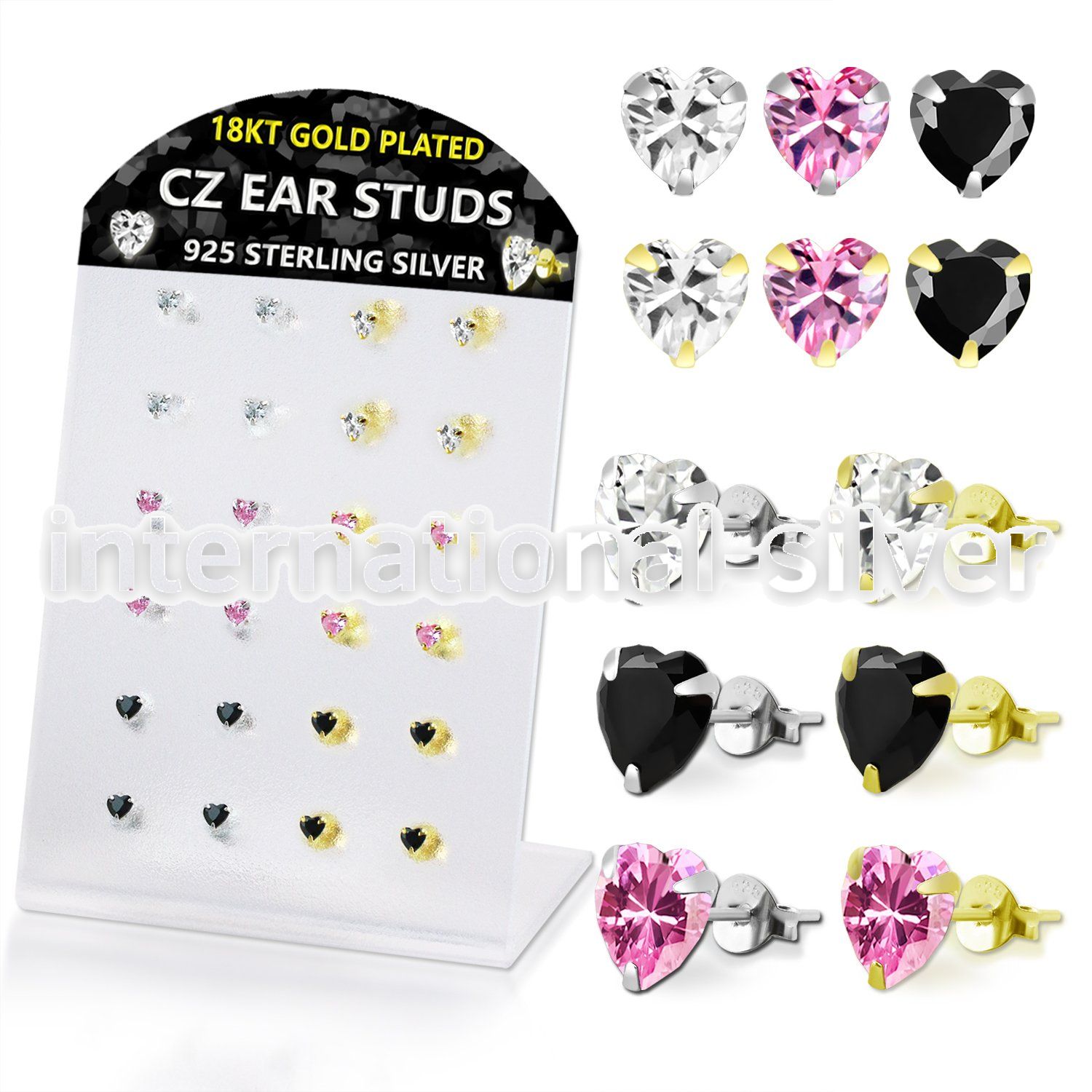brszh3b 18k gold plating and plain color silver ear studs 12
