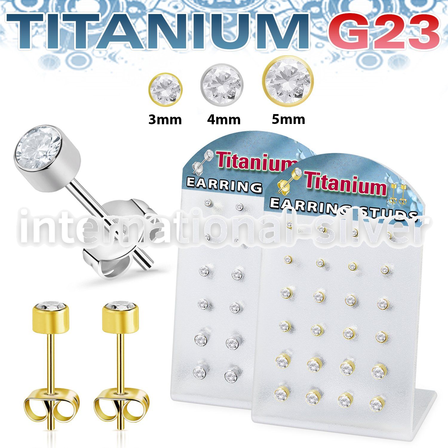 bruerbzr1 titanium earring studs 20g press fit cz 12 pairs
