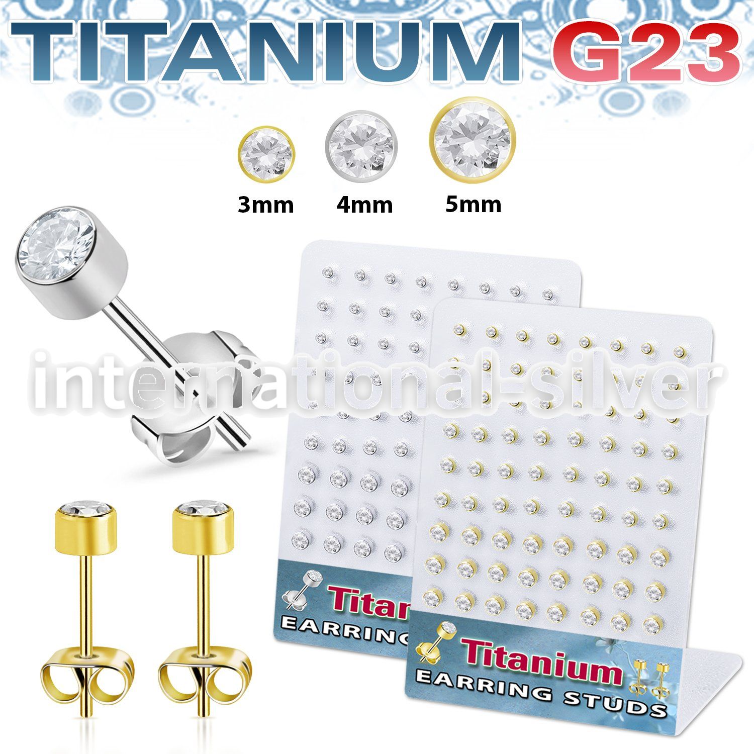 bruerbzr2 titanium earring studs 20g press fit cz 36 pairs
