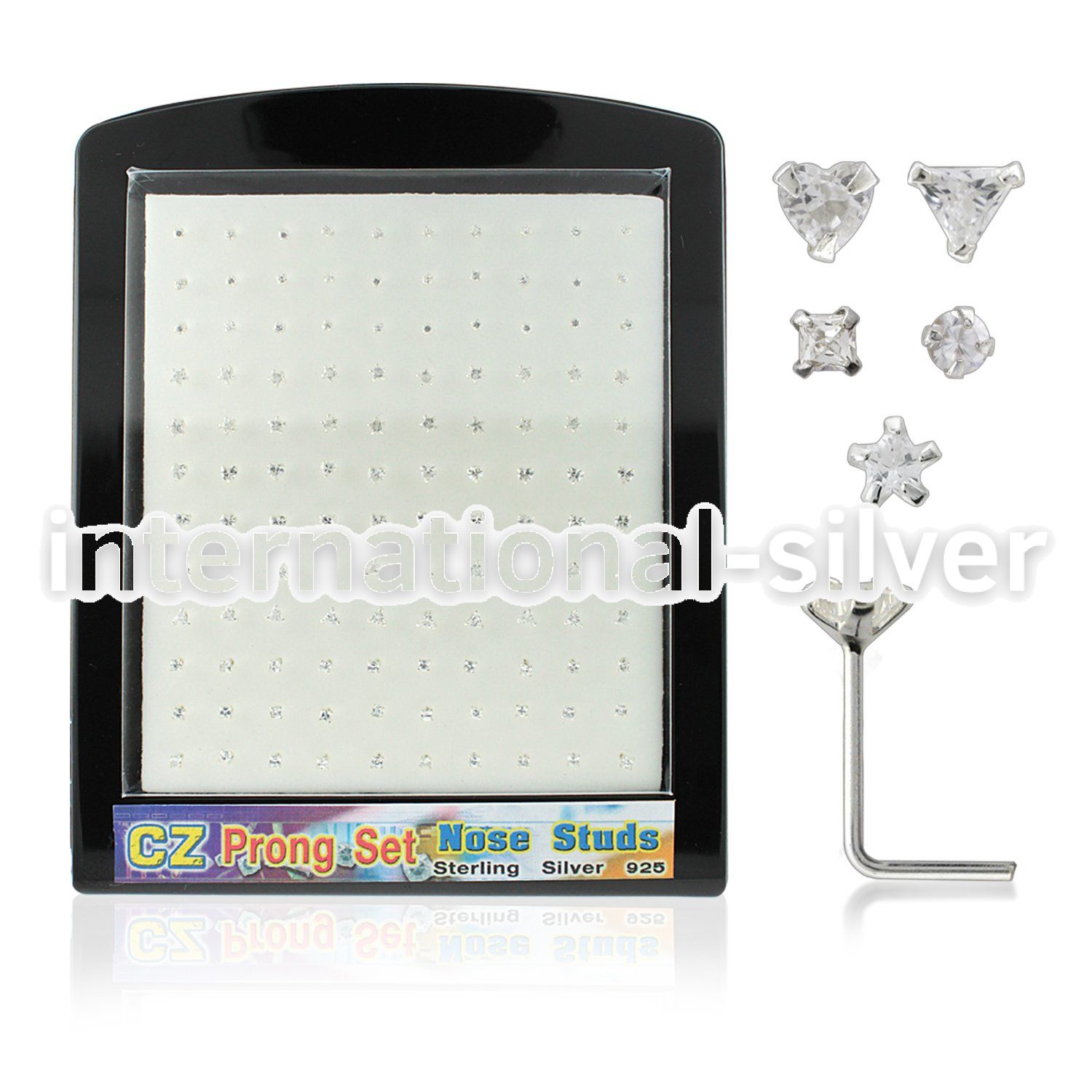 brzsmc l shape nose studs silver 925 nose