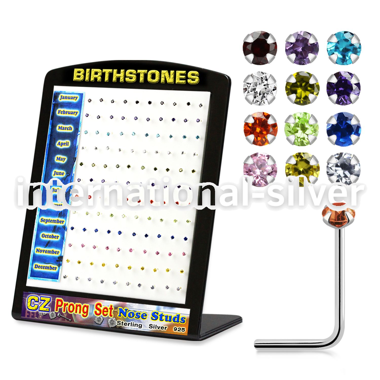 brzst l shape nose studs silver 925 nose