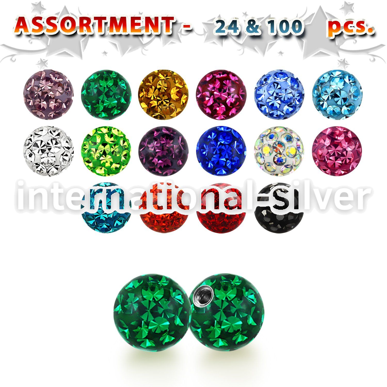 bulk w 4mm multi crystal ball 20g resin cover