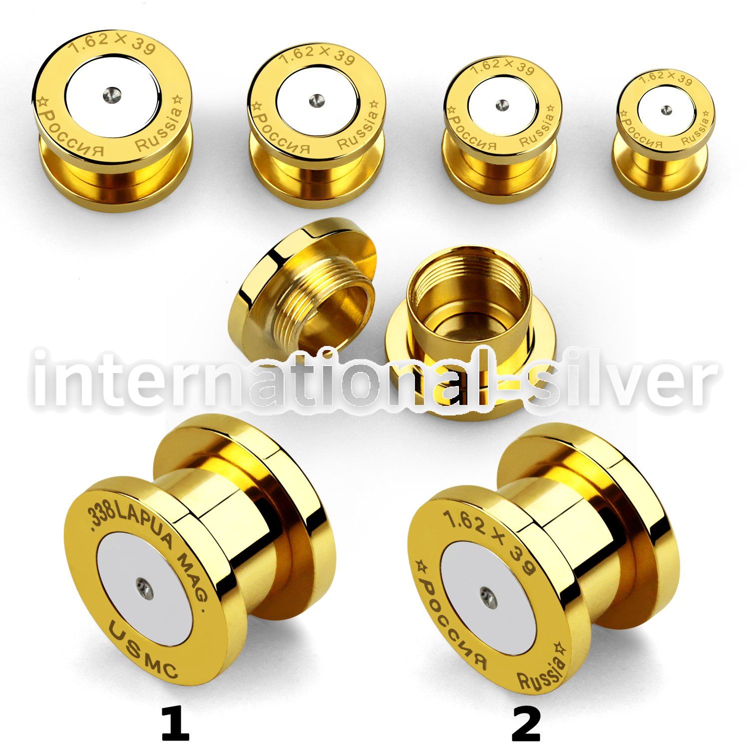 bulp plugs gauges anodized surgical steel 316l ear lobe