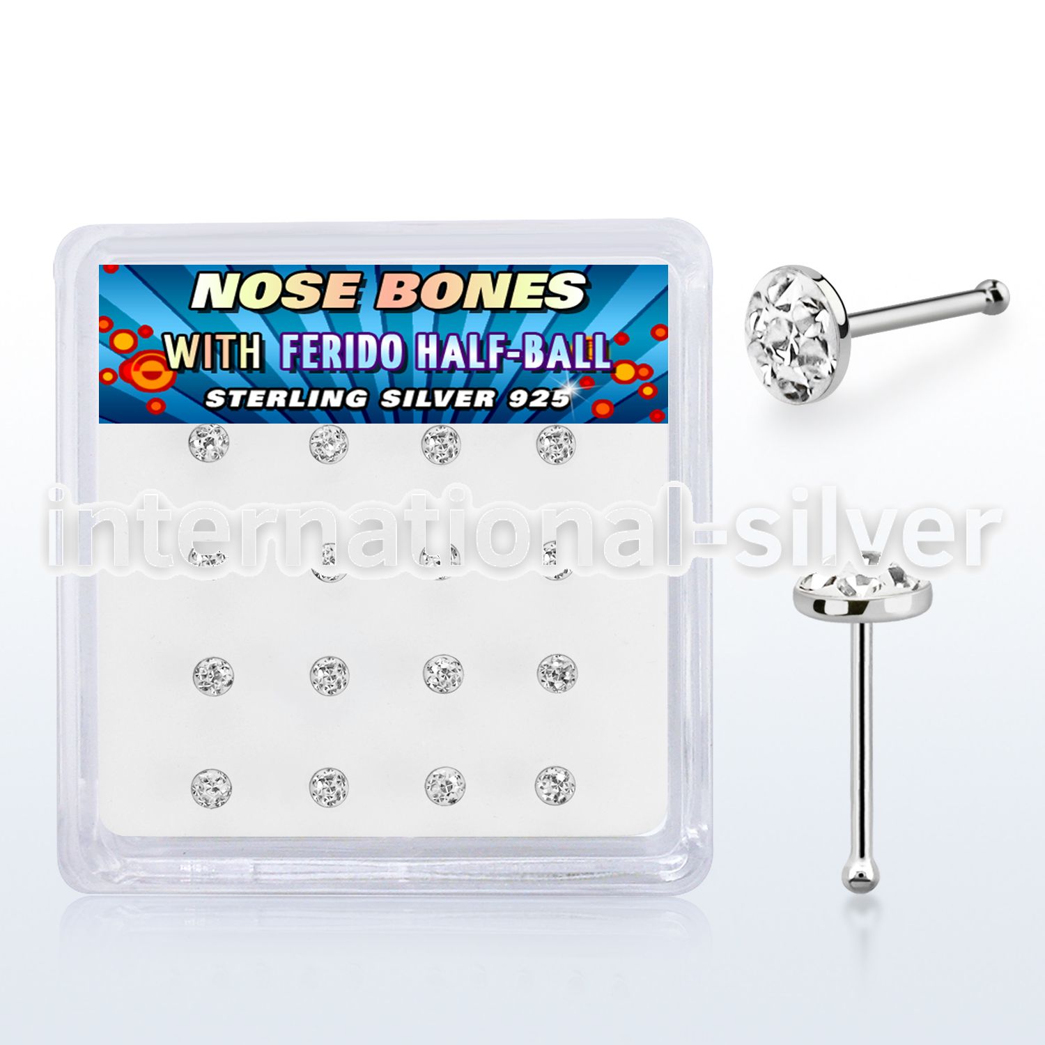 bxfr16c 925 silver nose bone stud 3mm ferido half ball resin covered