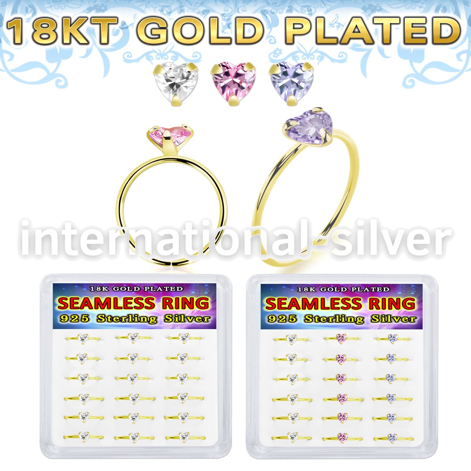 bxnhmx5g 18 k plated silver seamless nose ring 22g heart 18