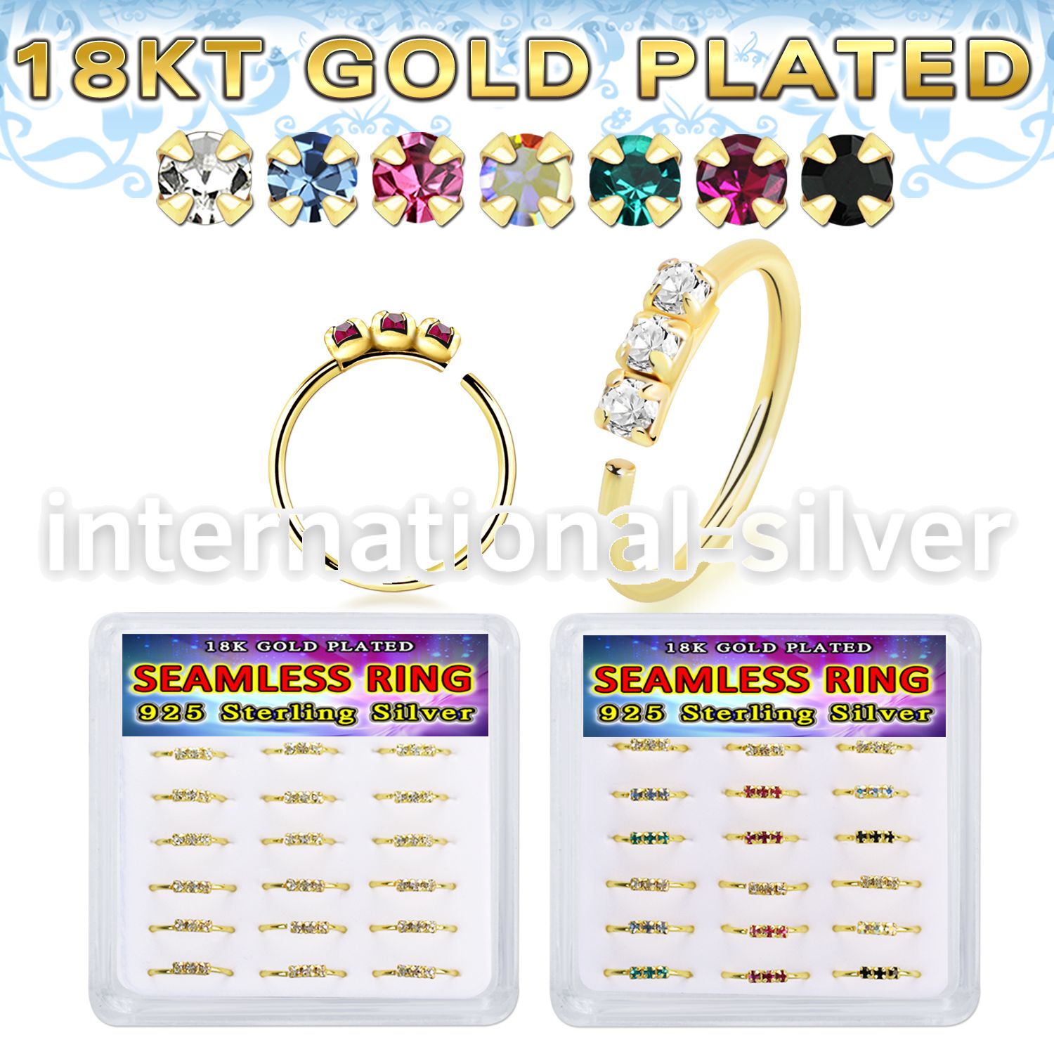 bxnhmx9 18 k plated silver seamless nose ring hoop 20g 18