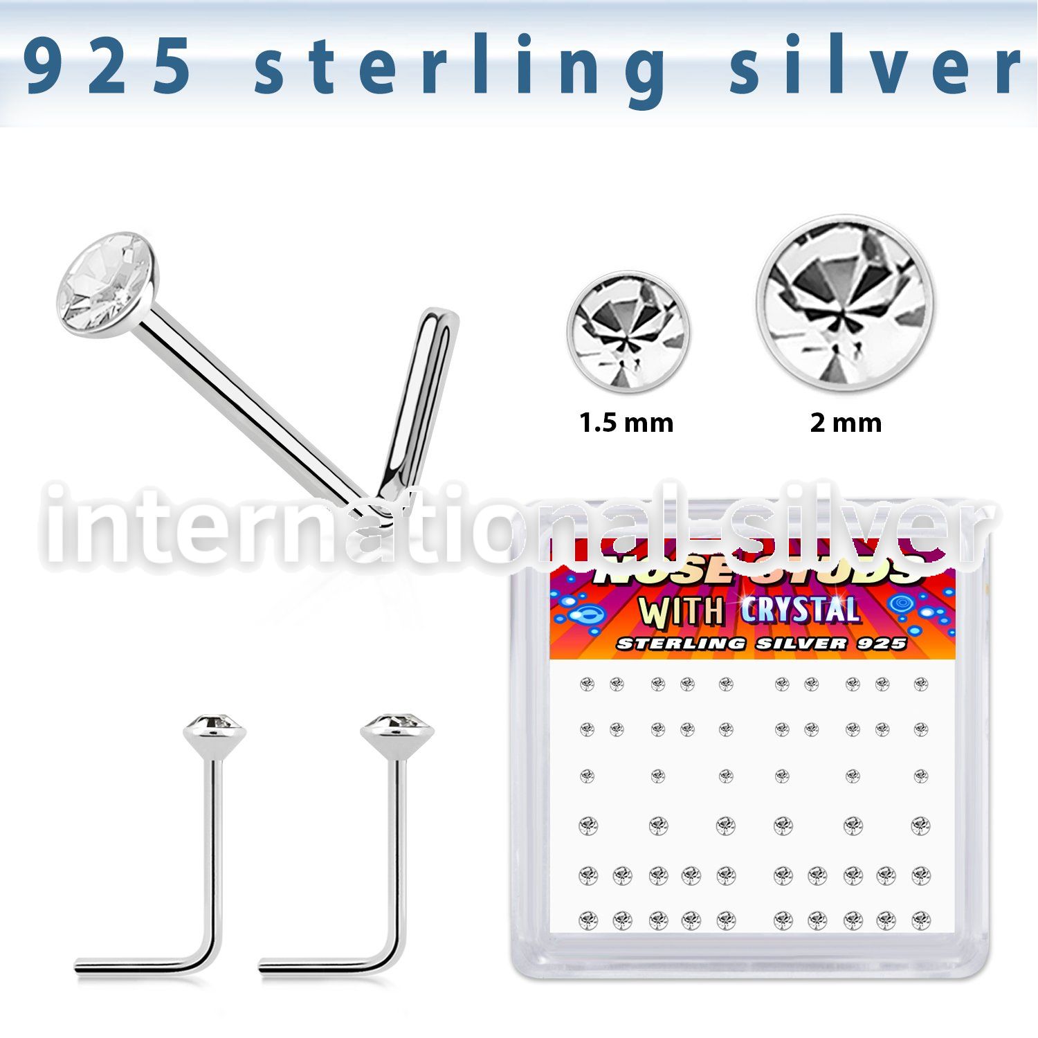 bxnsmc8 silver l shaped nose studs 22g gems 52