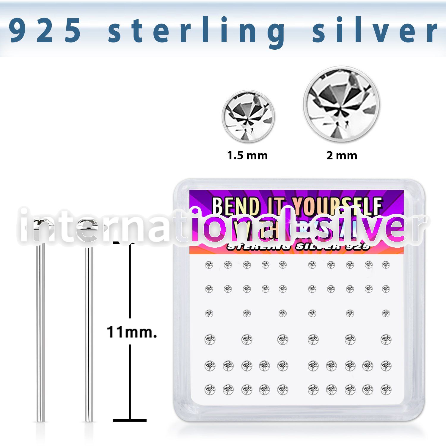 bxnymc8 silver bend it to fit nose studs 22g clear 52